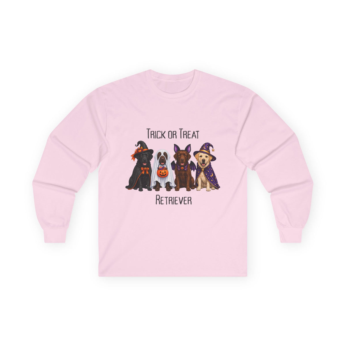 Retriever Halloween Shirt, Trick Treat Labrador Long Sleeve, Dog Lover Vet Rescue Graphic