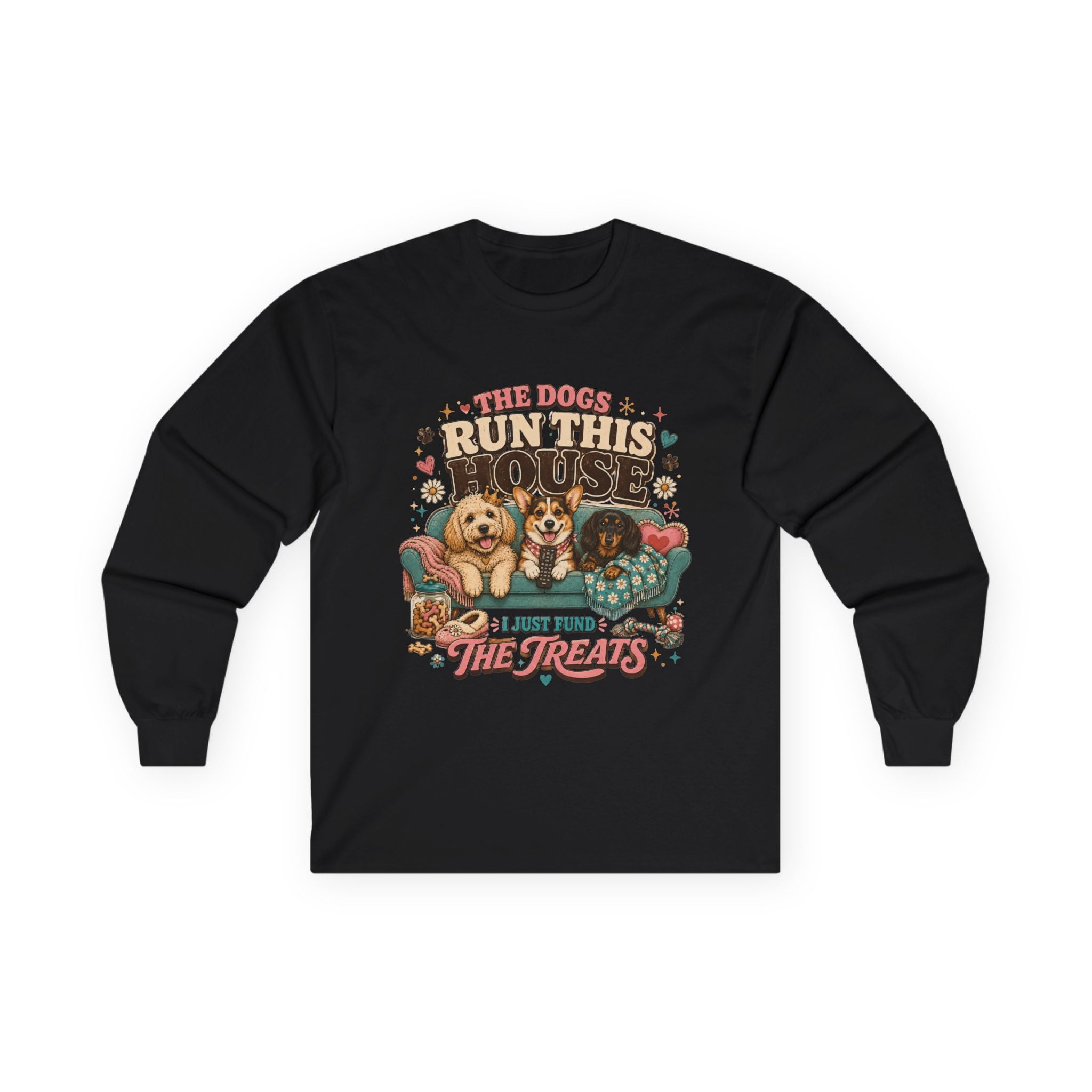 Dog Lover Shirt, Dogs Run House Treats Long Sleeve, Pet Owner Rescue Kennel Graphic