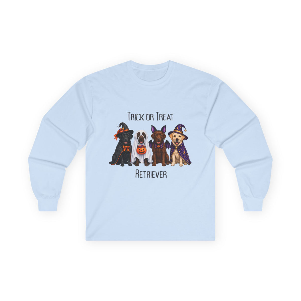 Retriever Halloween Shirt, Trick Treat Labrador Long Sleeve, Dog Lover Vet Rescue Graphic