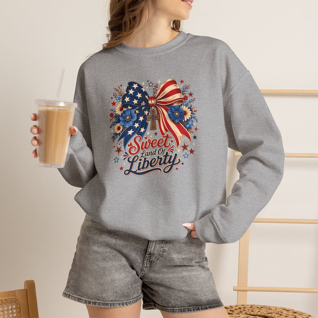 Sweet Land of Liberty Patriotic Bow Sweatshirt