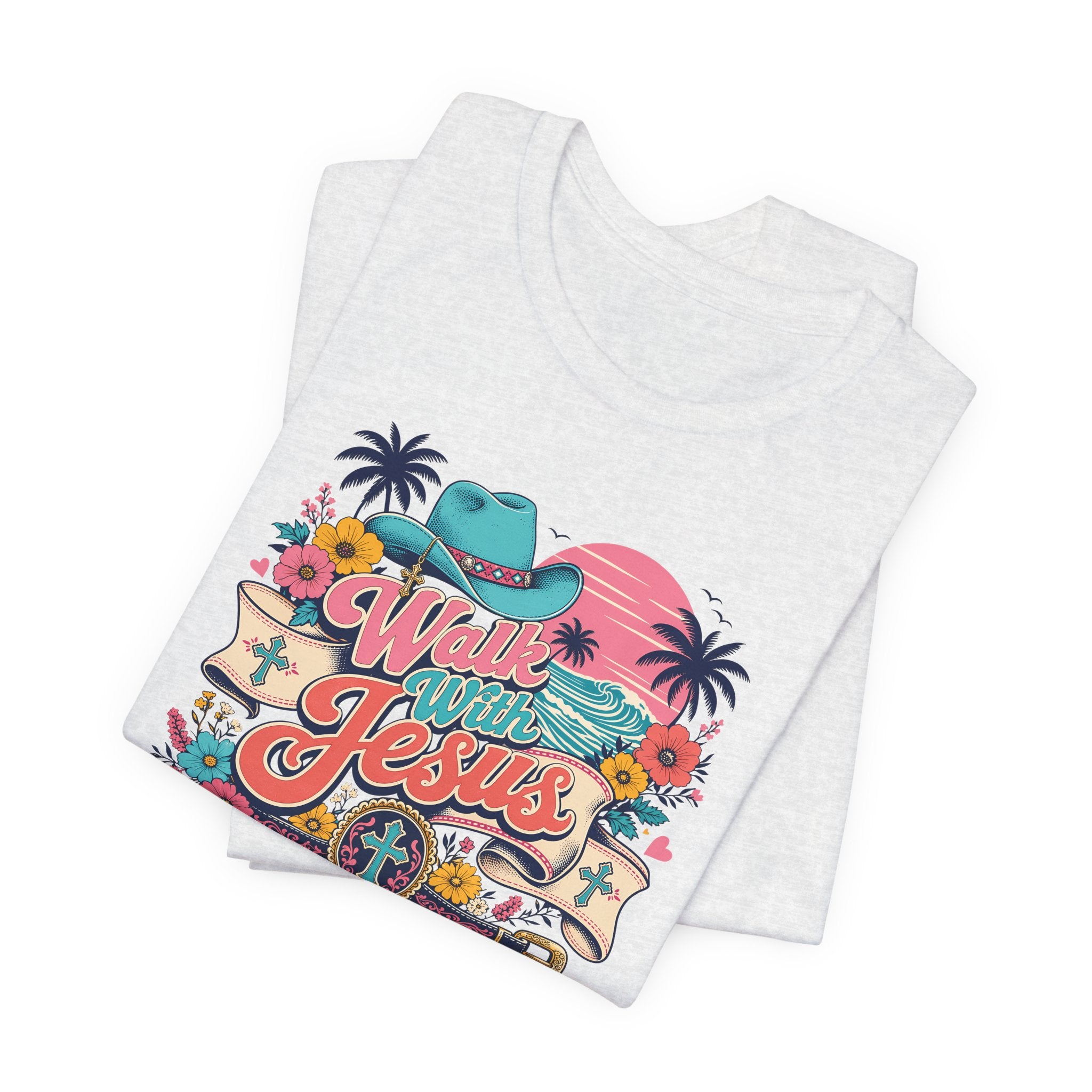 Walk With Jesus Western Christian Short Sleeve Tee