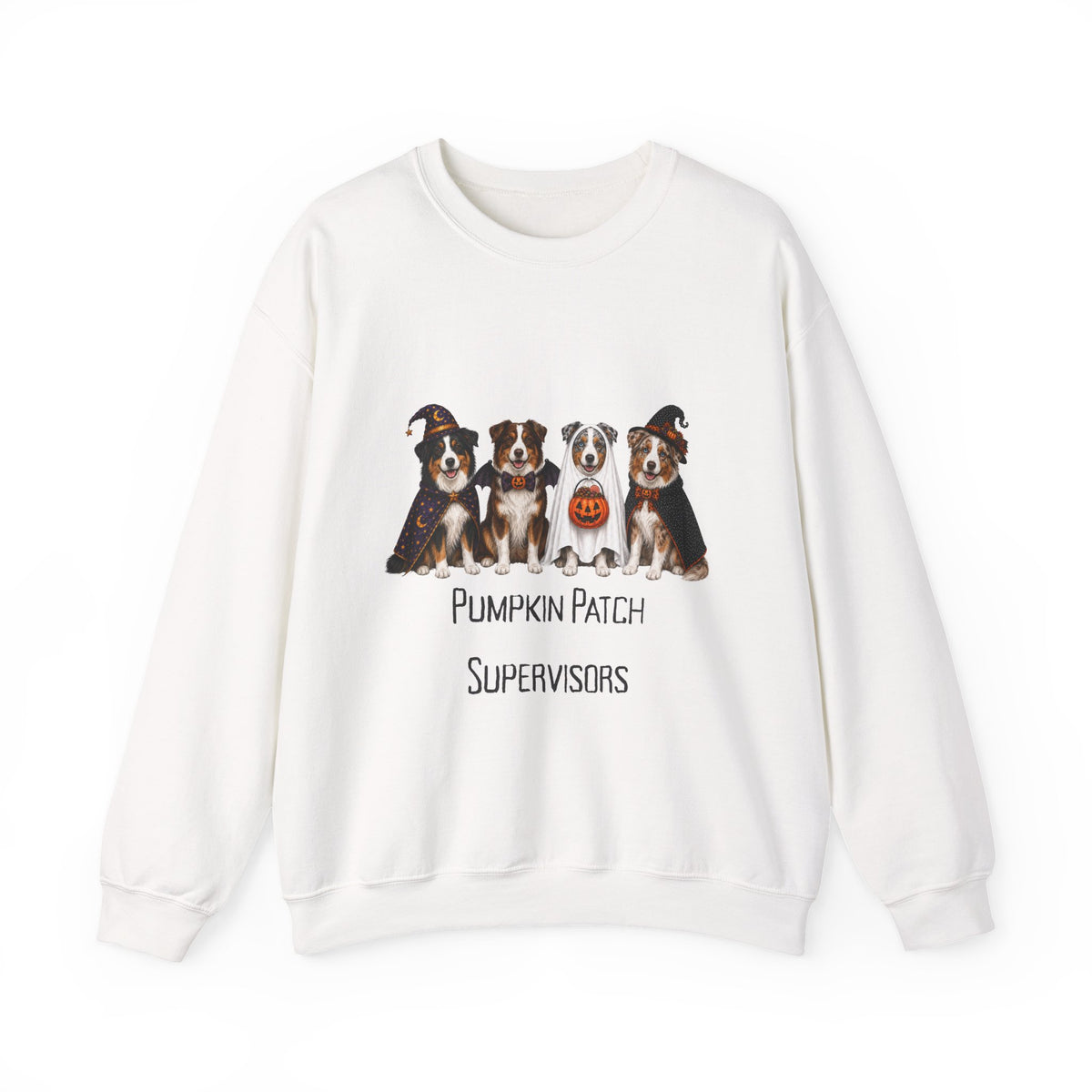 Australian Shepherd Halloween Sweatshirt, Pumpkin Patch Supervisors Fall Dog Lover Gift