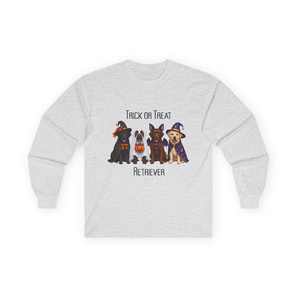Retriever Halloween Shirt, Trick Treat Labrador Long Sleeve, Dog Lover Vet Rescue Graphic