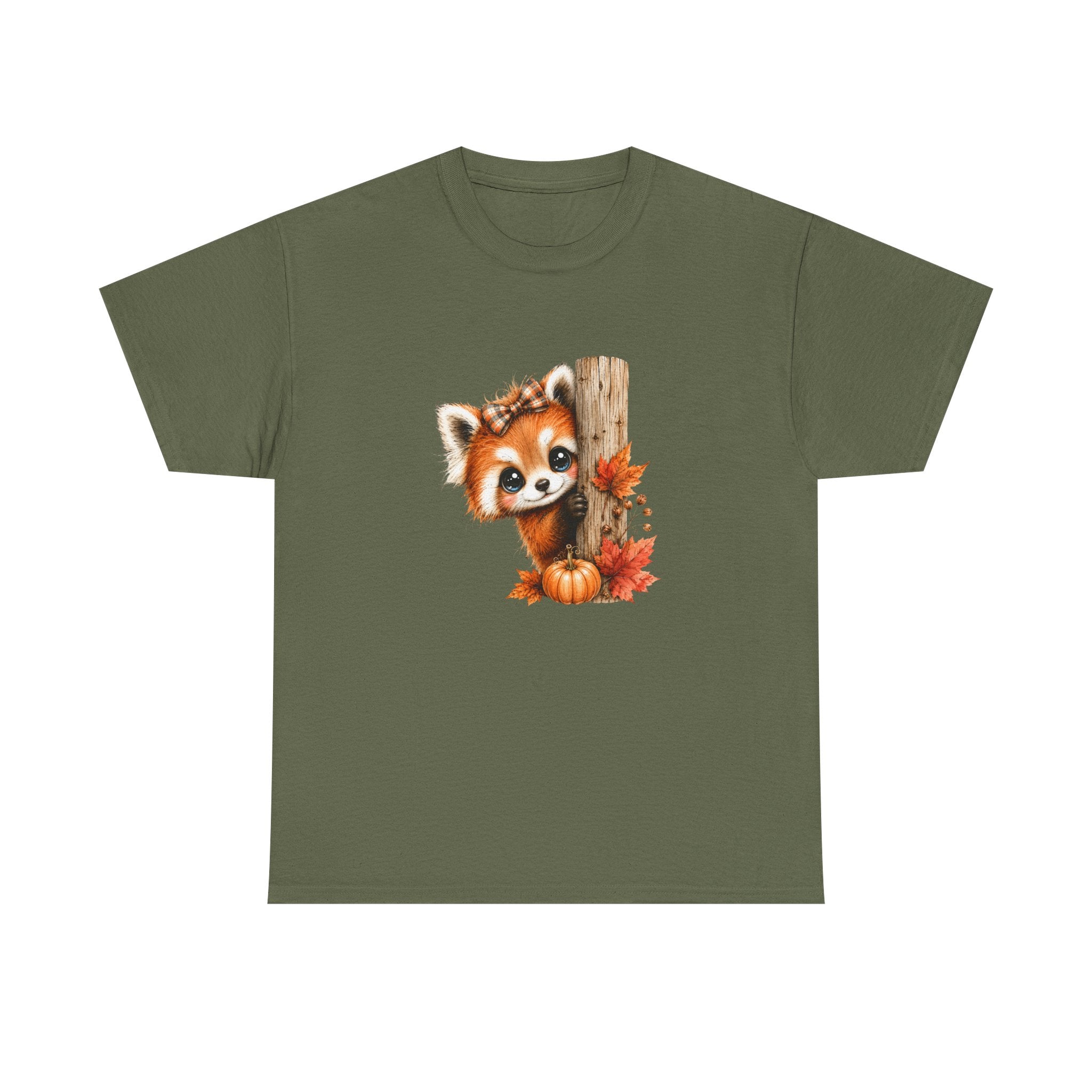 Autumn Woodland Red Panda Graphic Tee | Cute Fall Red Panda Shirt | Pumpkin Patch T-Shirt