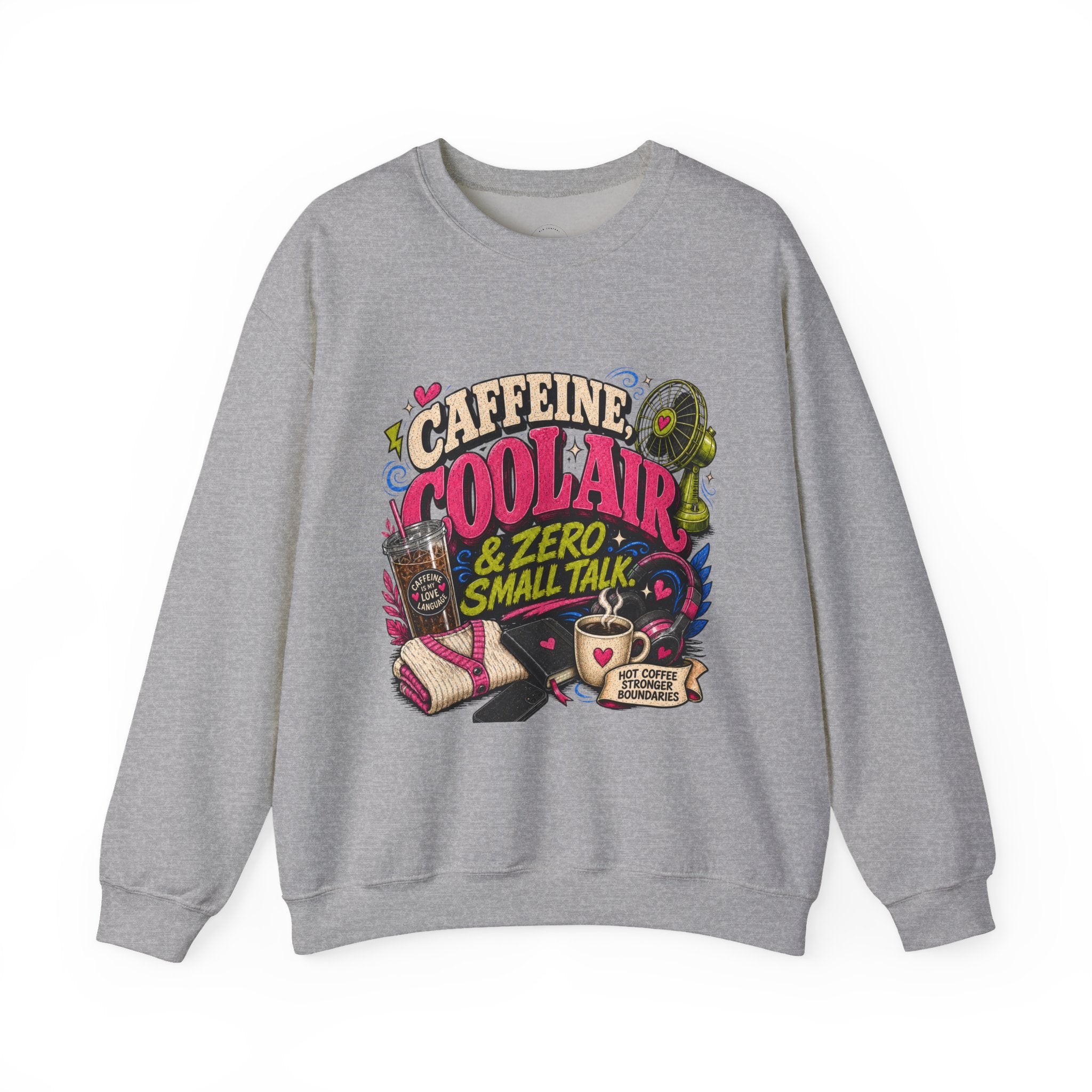 Coffee Sweatshirt, Caffeine Cool Air Graphic, Introvert Fall Cozy Campus Mom Gift
