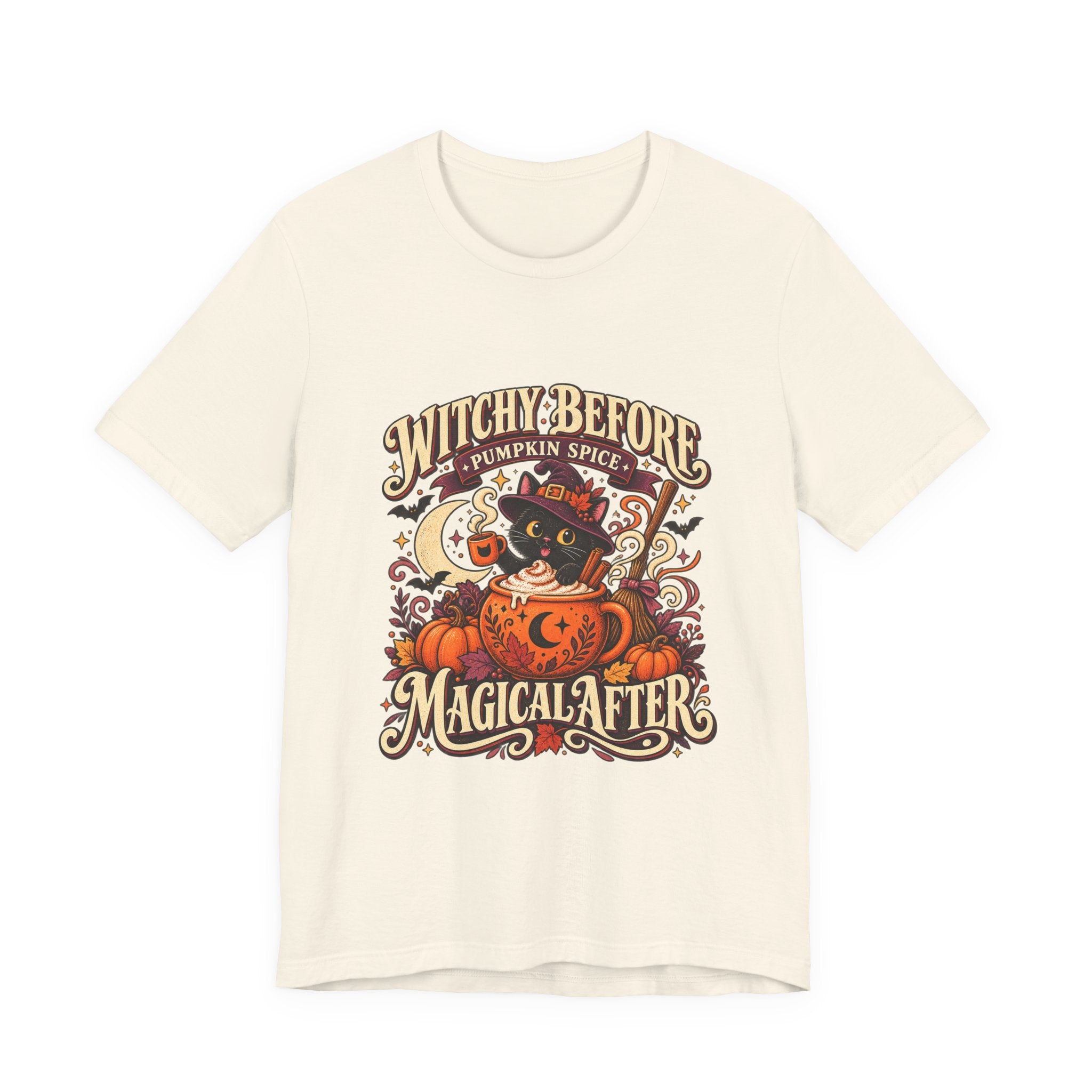 Halloween T-Shirt, Witchy Pumpkin Spice Cat Tee, Magical Fall Graphic