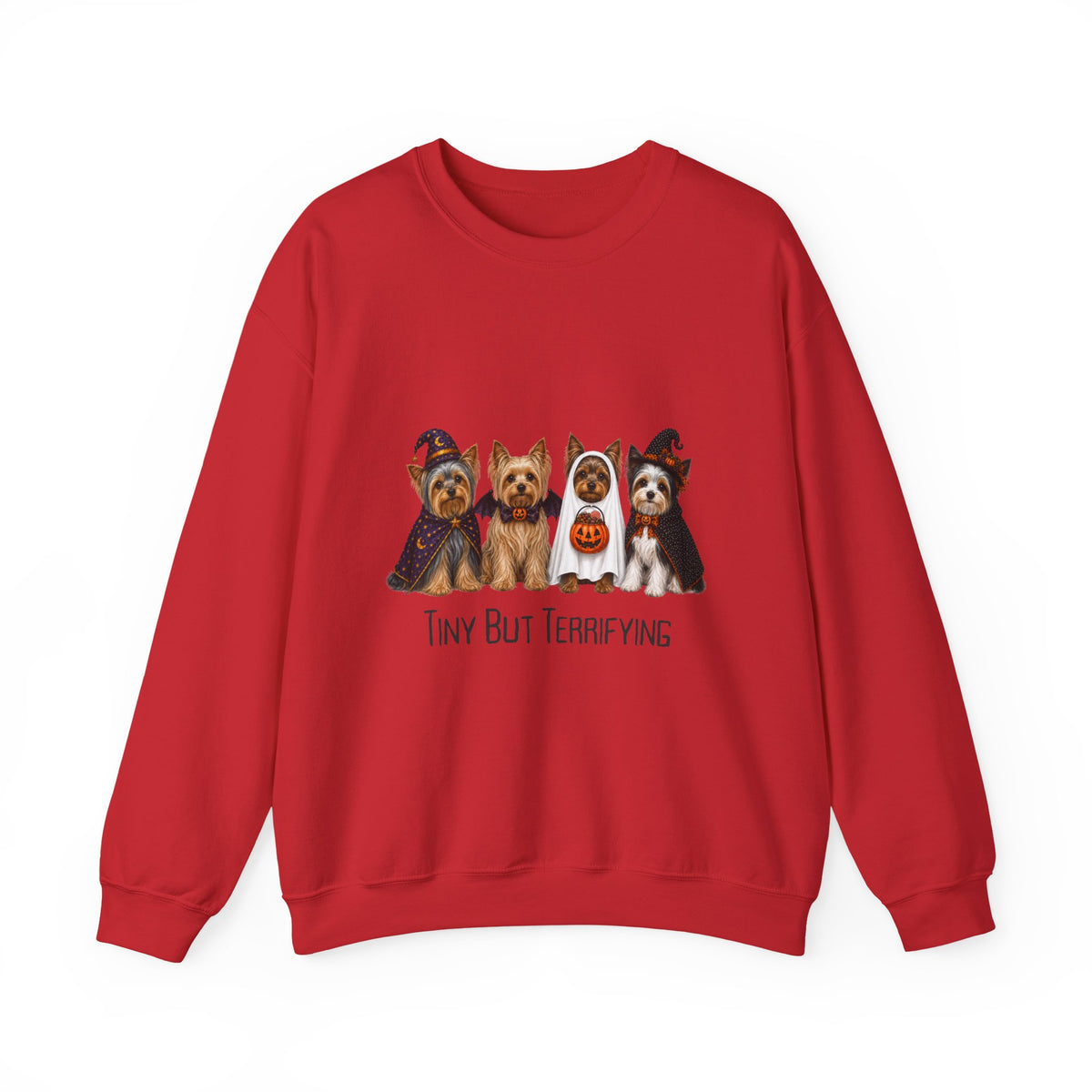 Yorkie Halloween Sweatshirt, Tiny But Terrifying Yorkshire Terrier Fall Dog Lover Gift