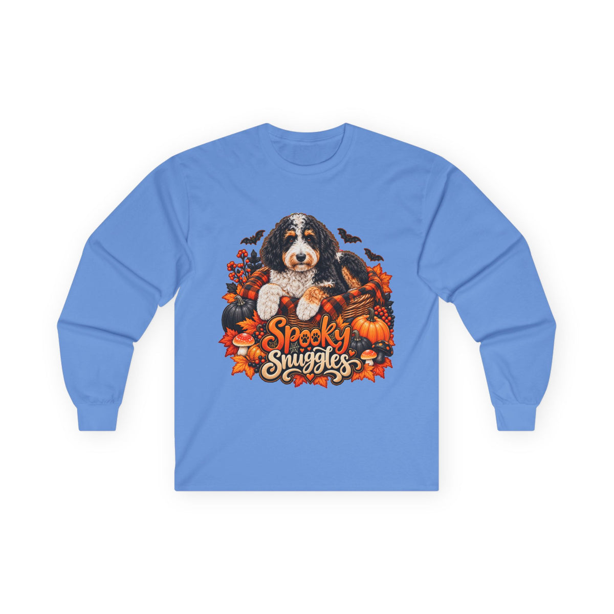 Halloween Dog Long Sleeve Shirt, Spooky Snuggles Doodle Fall Pet Lover Gift