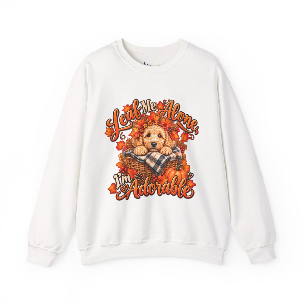 Dog Lover Fall Sweatshirt, Leaf Me Alone Adorable, Doodle Pet Parent Graphic