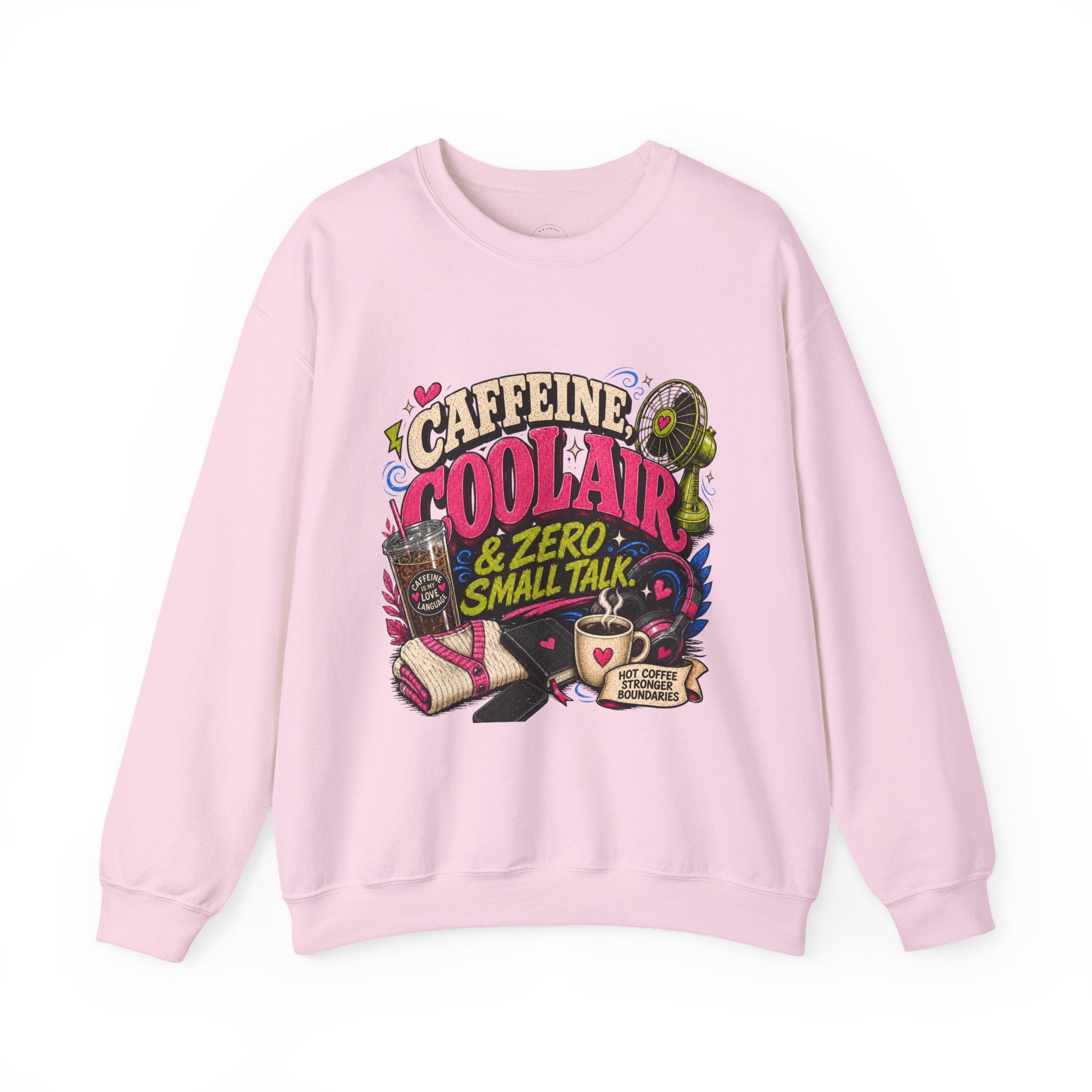 Coffee Sweatshirt, Caffeine Cool Air Graphic, Introvert Fall Cozy Campus Mom Gift