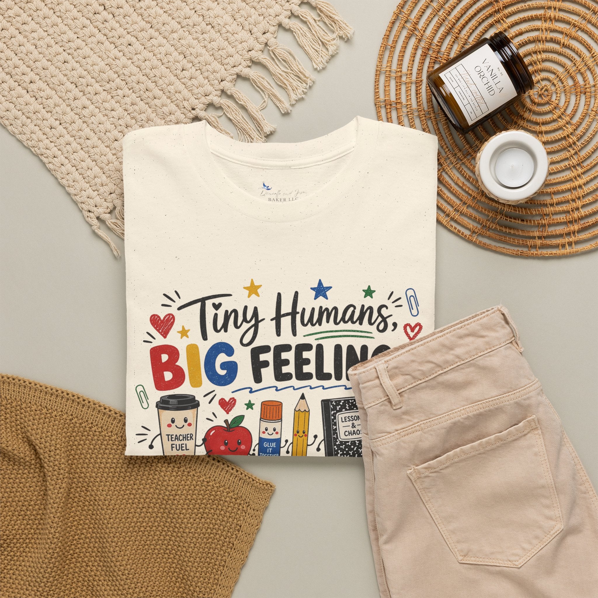 Tiny Humans Big Feelings Strong Coffee Teacher Shirt | Funny Preschool Teacher Graphic Tee