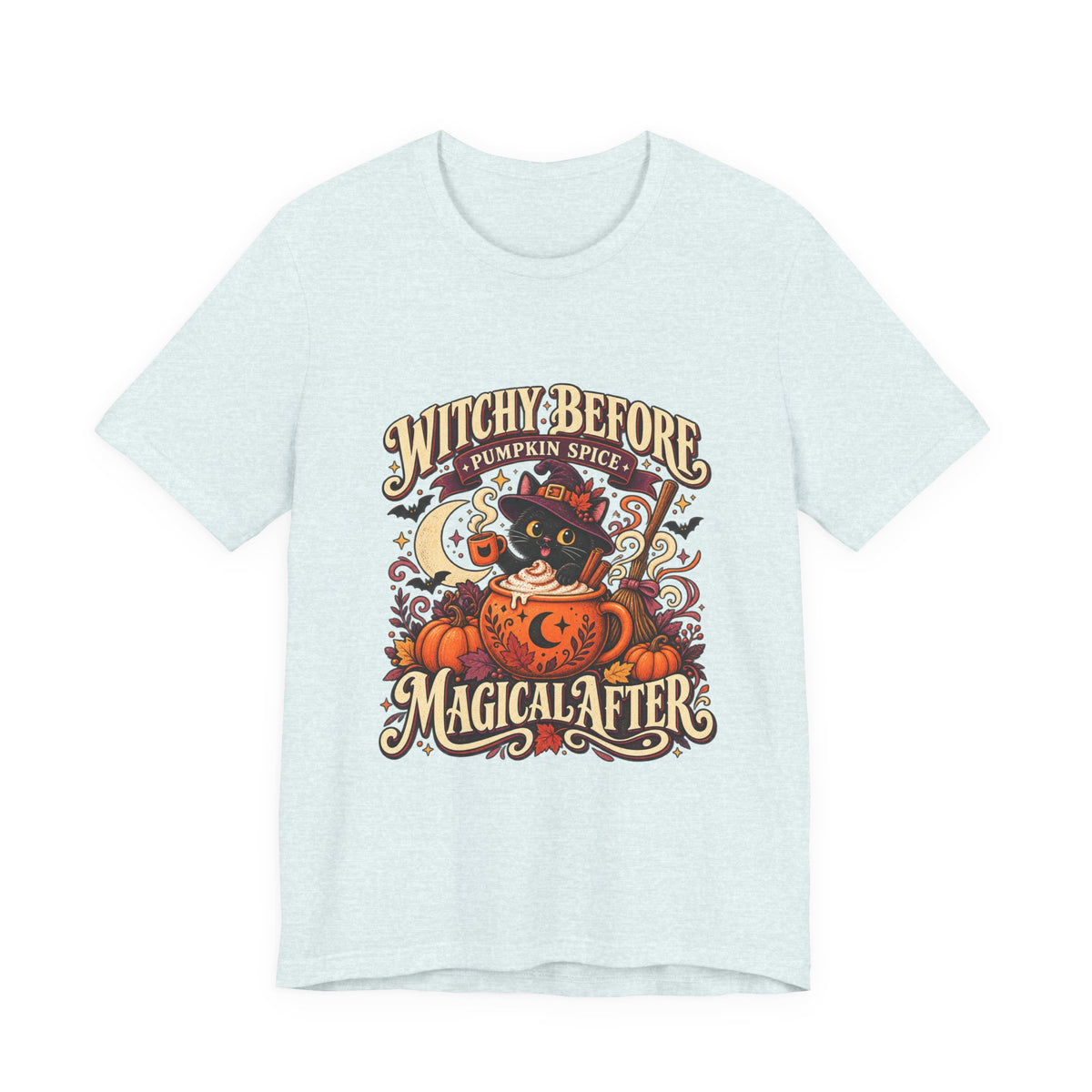 Halloween T-Shirt, Witchy Pumpkin Spice Cat Tee, Magical Fall Graphic