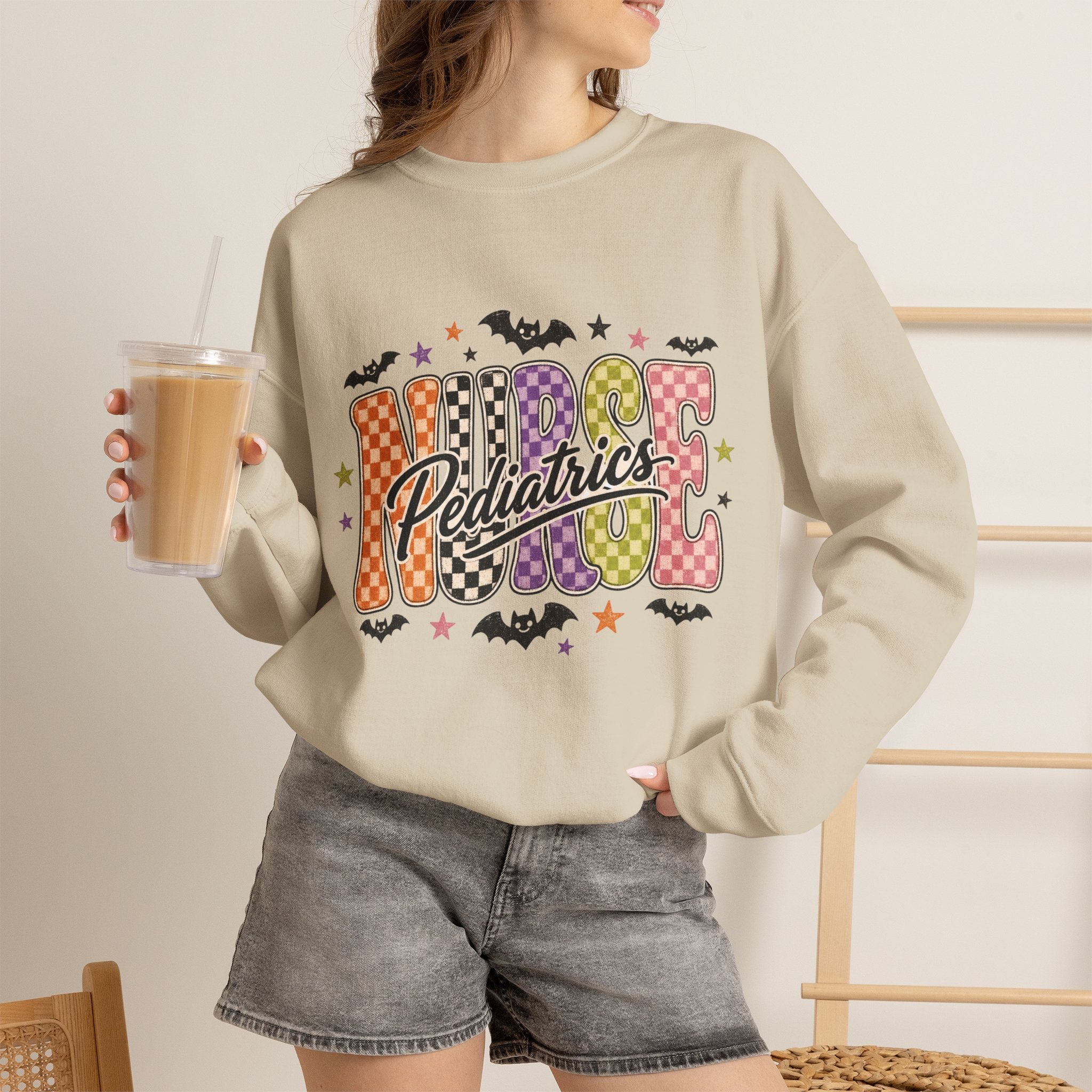 Pediatrics Nurse Halloween Sweatshirt, Retro Spooky Nurse Crewneck