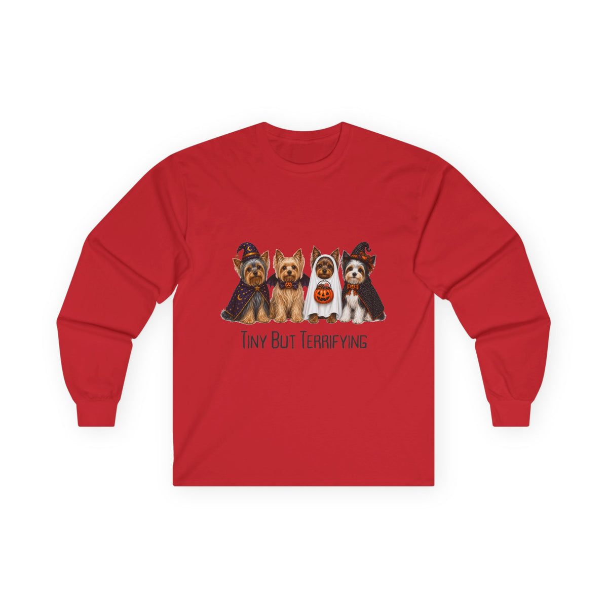 Yorkie Halloween Long Sleeve Shirt, Tiny But Terrifying Terrier Fall Dog Lover Gift