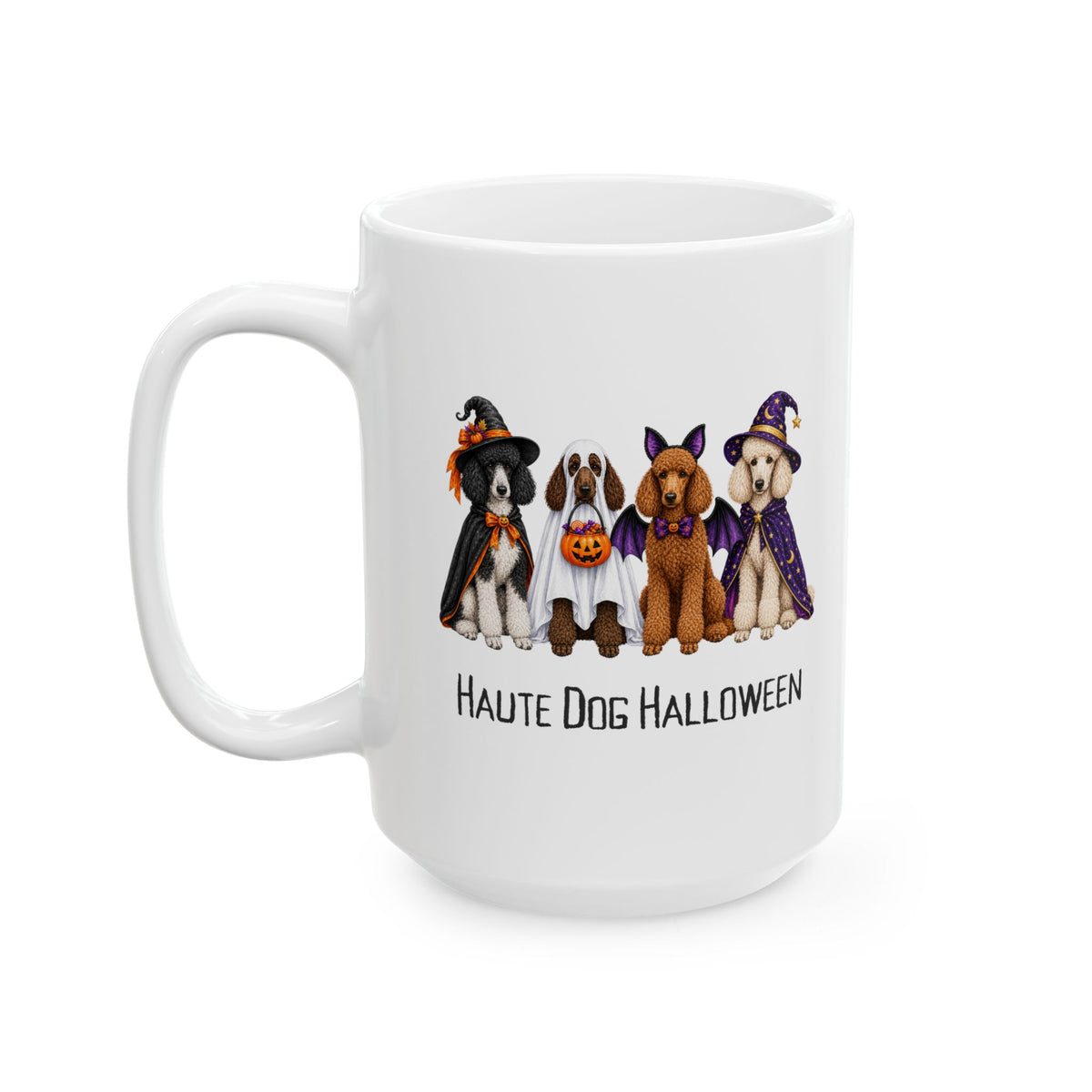 Halloween Dog Mug, Haute Dog Halloween Poodle Coffee Cup, Spooky Pet Lover Gift