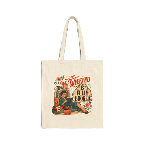 Book Tote Bag, My Weekend Fully Booked Reader Librarian Teacher Gift