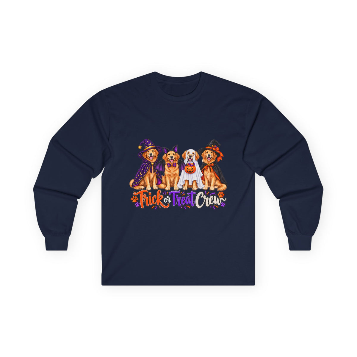 Golden Retriever Halloween Long Sleeve Shirt, Trick Or Treat Crew Dog Lover Fall Gift