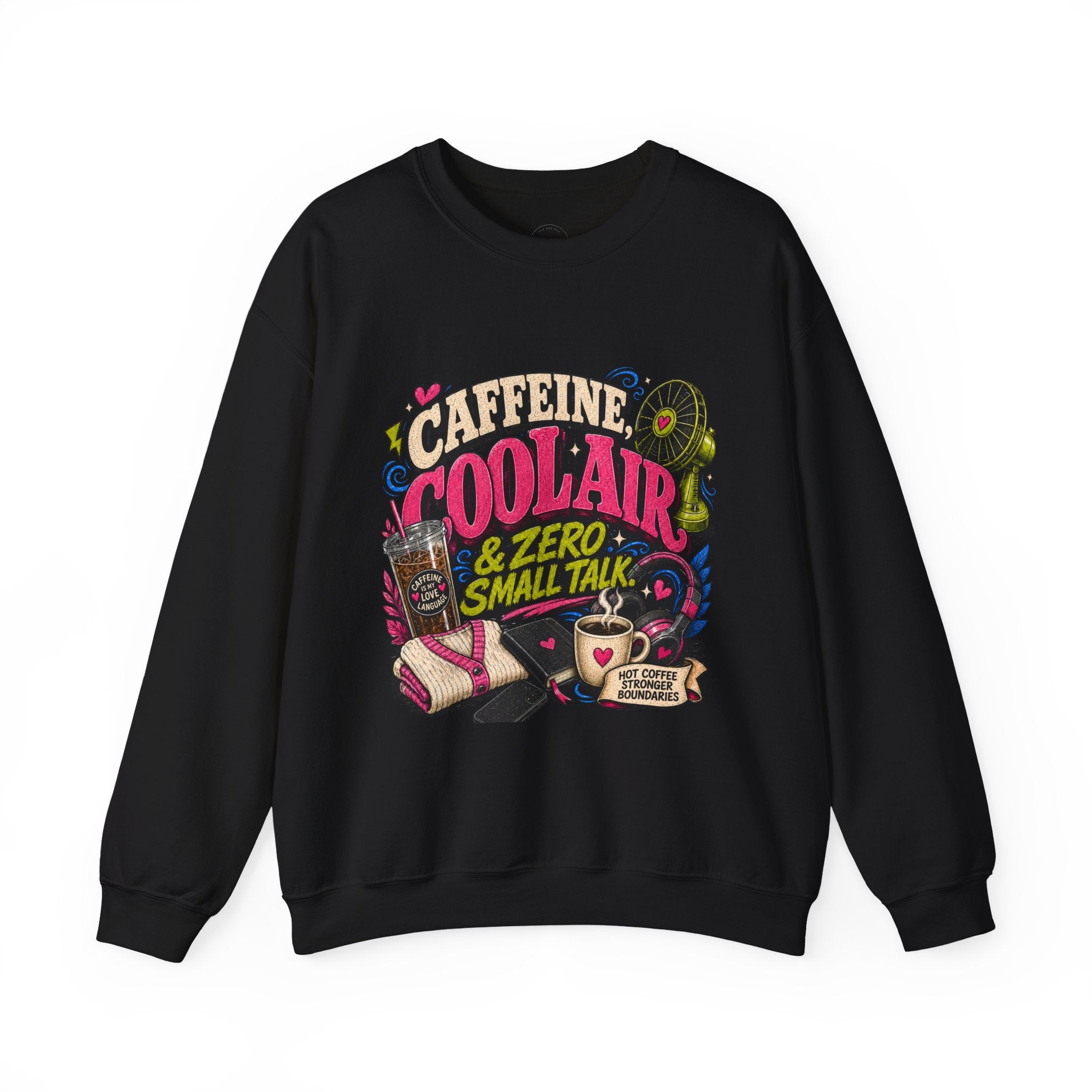 Coffee Sweatshirt, Caffeine Cool Air Graphic, Introvert Fall Cozy Campus Mom Gift
