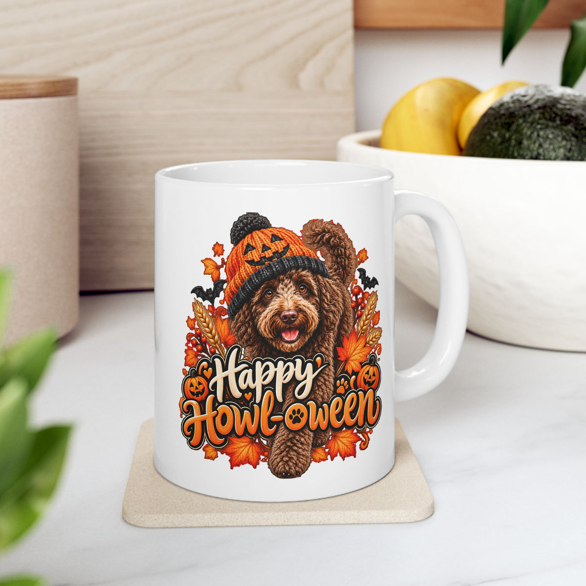 Halloween Dog Mug, Happy Howl-oween Doodle Coffee Cup, Vet Rescue Gift