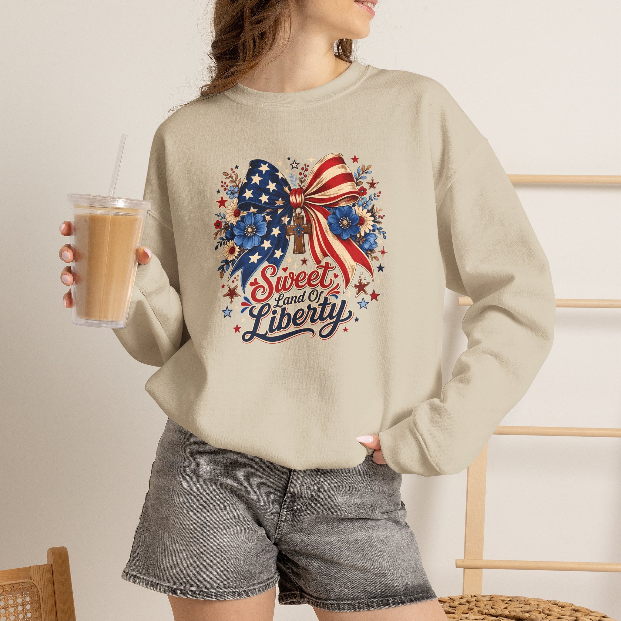Sweet Land of Liberty Patriotic Bow Sweatshirt