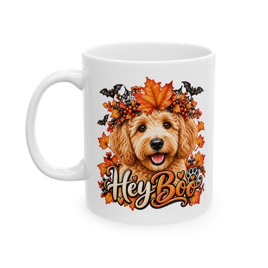 Halloween Dog Mug, Hey Boo Doodle Coffee Cup, Fall Pet Lover Gift
