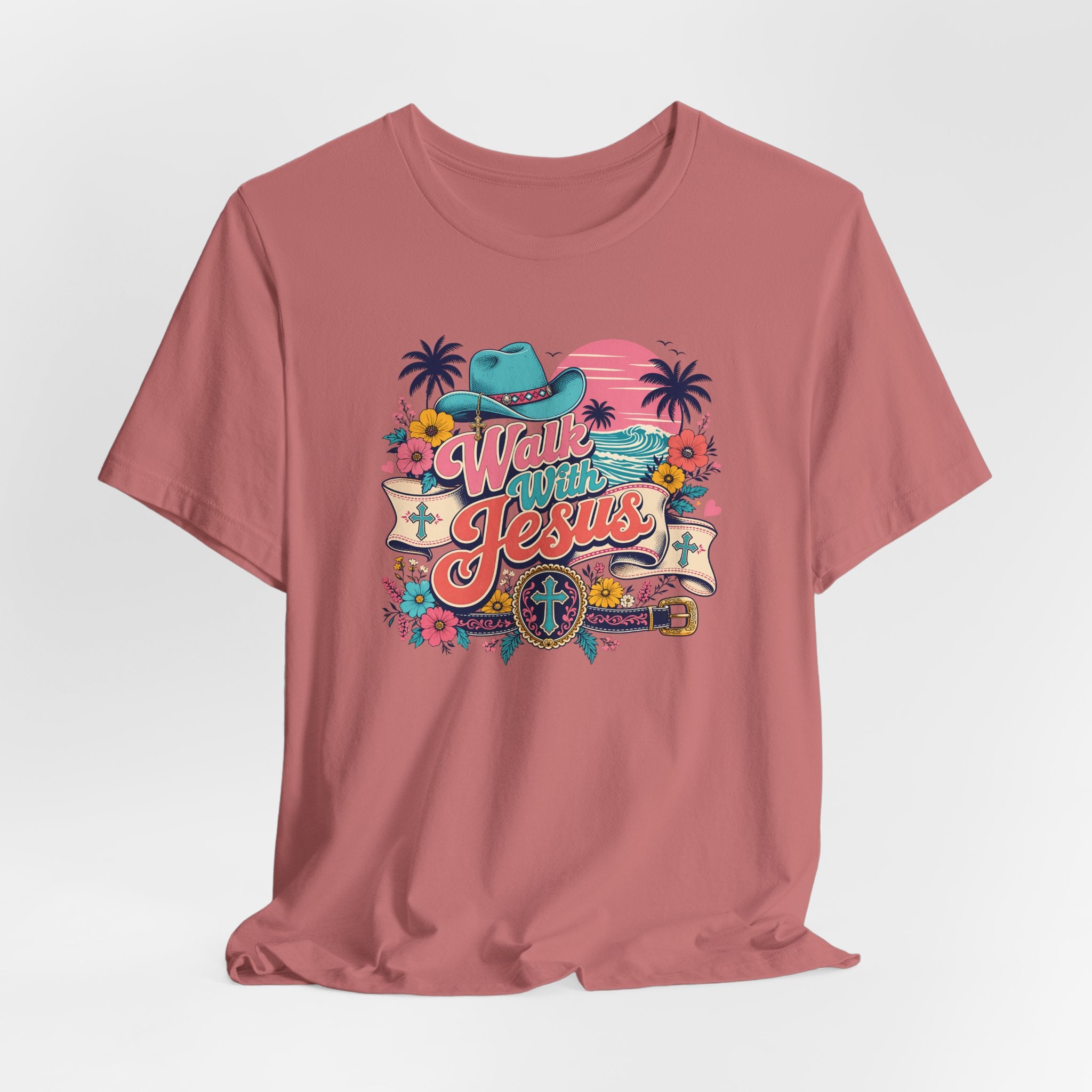 Walk With Jesus Western Christian Short Sleeve Tee