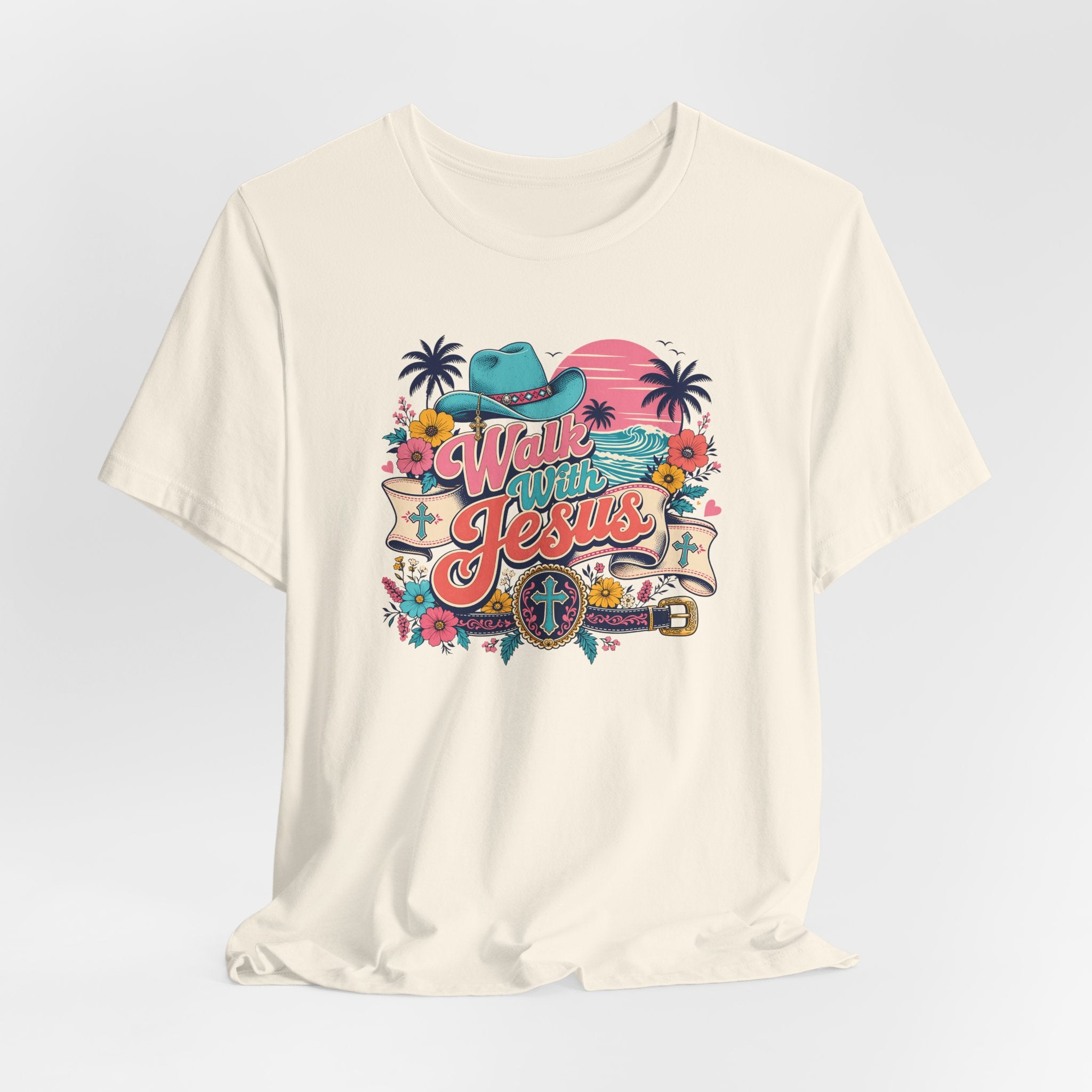 Walk With Jesus Western Christian Short Sleeve Tee
