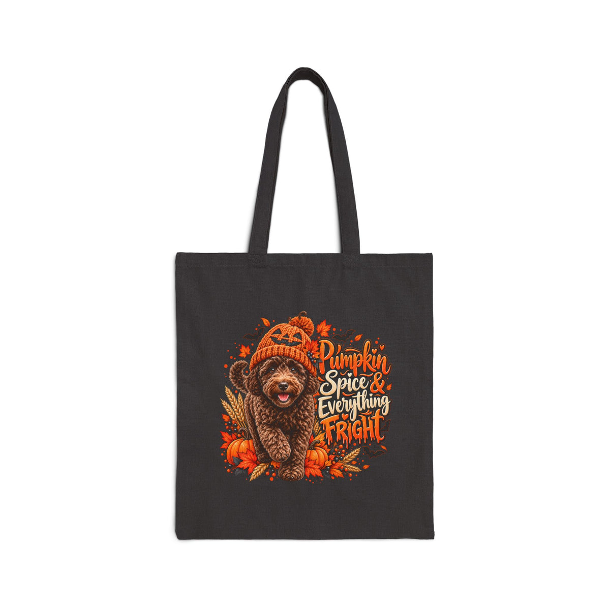 Doodle Halloween Tote Bag, Pumpkin Spice Everything Fright Fall Canvas Shopper Gift