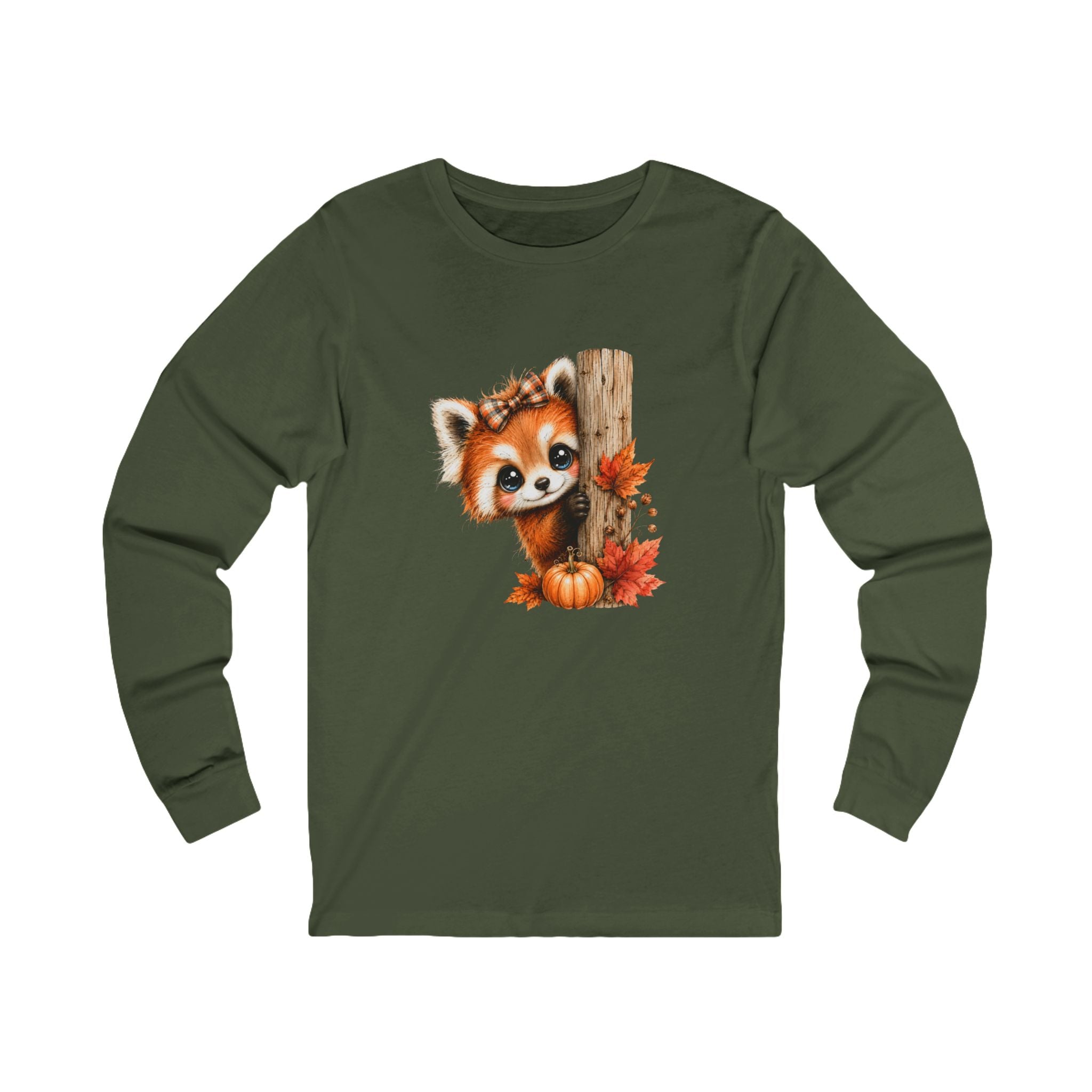Adorable Red Panda Shirt | Autumn Woodland Animal Graphic Tee | Cozy Long Sleeve Shirt