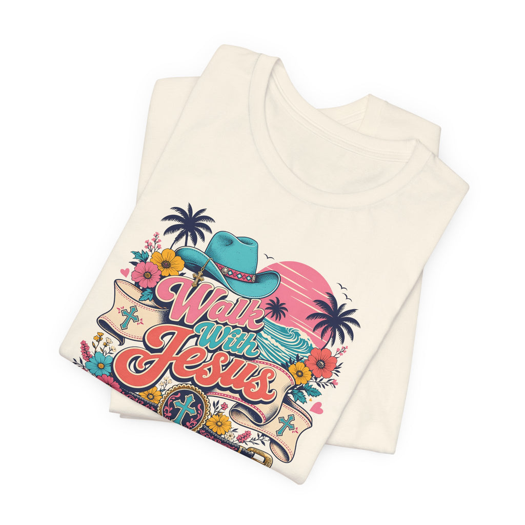 Walk With Jesus Western Christian Short Sleeve Tee
