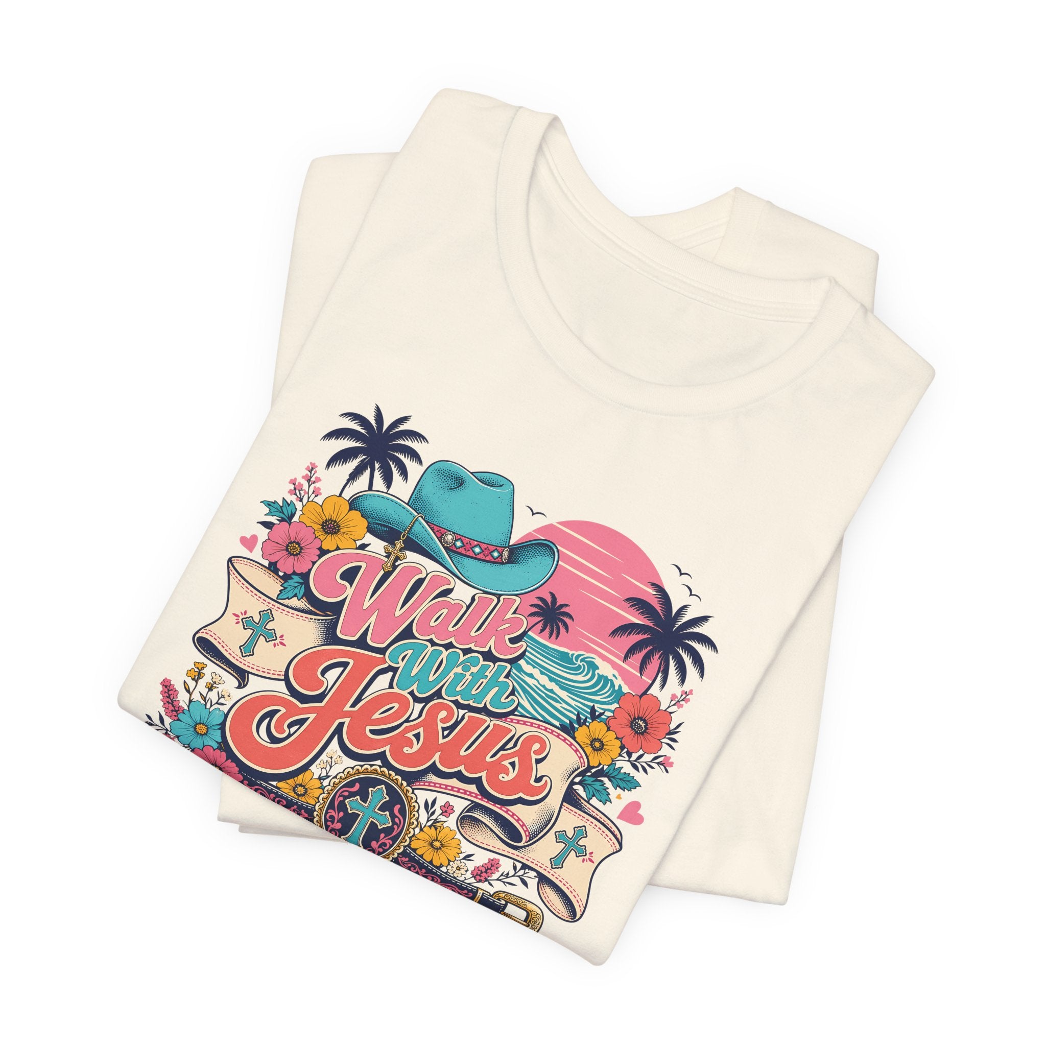 Walk With Jesus Western Christian Short Sleeve Tee