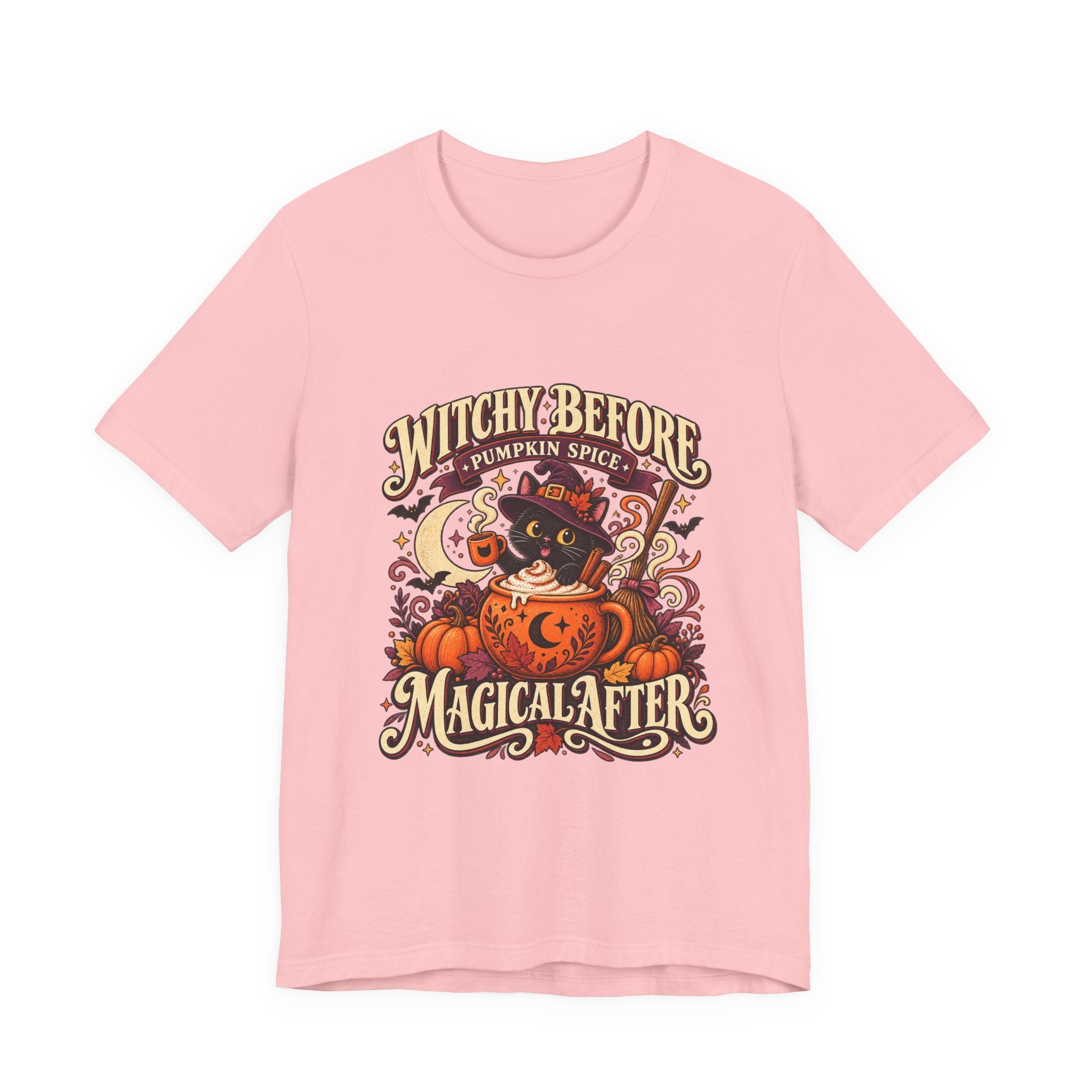 Halloween T-Shirt, Witchy Pumpkin Spice Cat Tee, Magical Fall Graphic