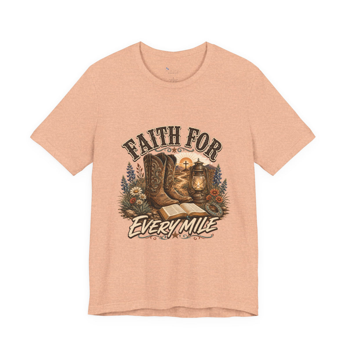 Christian Western Shirt, Faith Every Mile Tee, Cowgirl Bible Boots Lantern Graphic