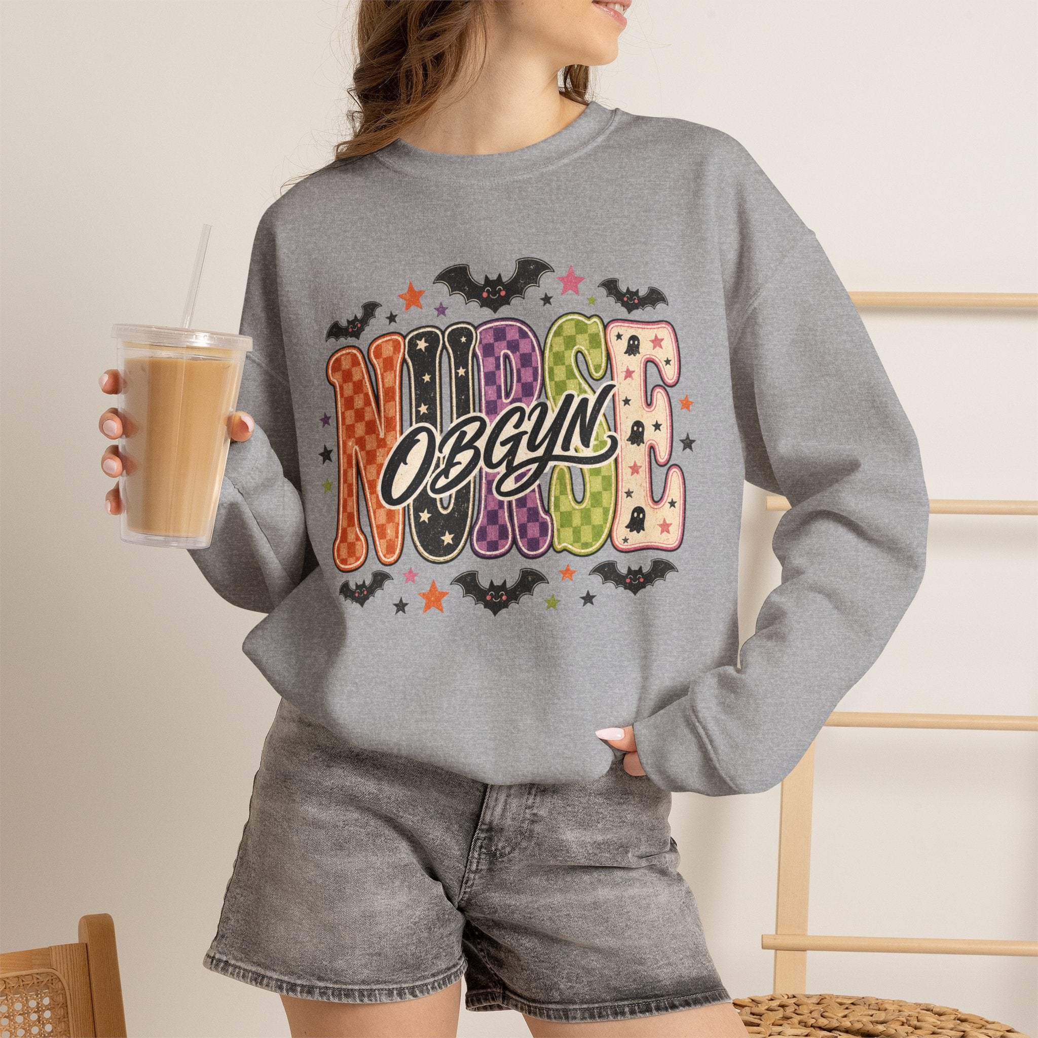 OBGYN Nurse Halloween Sweatshirt, Retro Spooky Nurse Crewneck