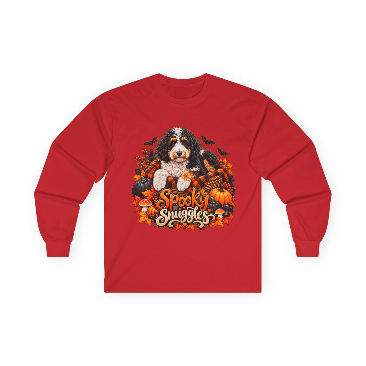 Halloween Dog Long Sleeve Shirt, Spooky Snuggles Doodle Fall Pet Lover Gift