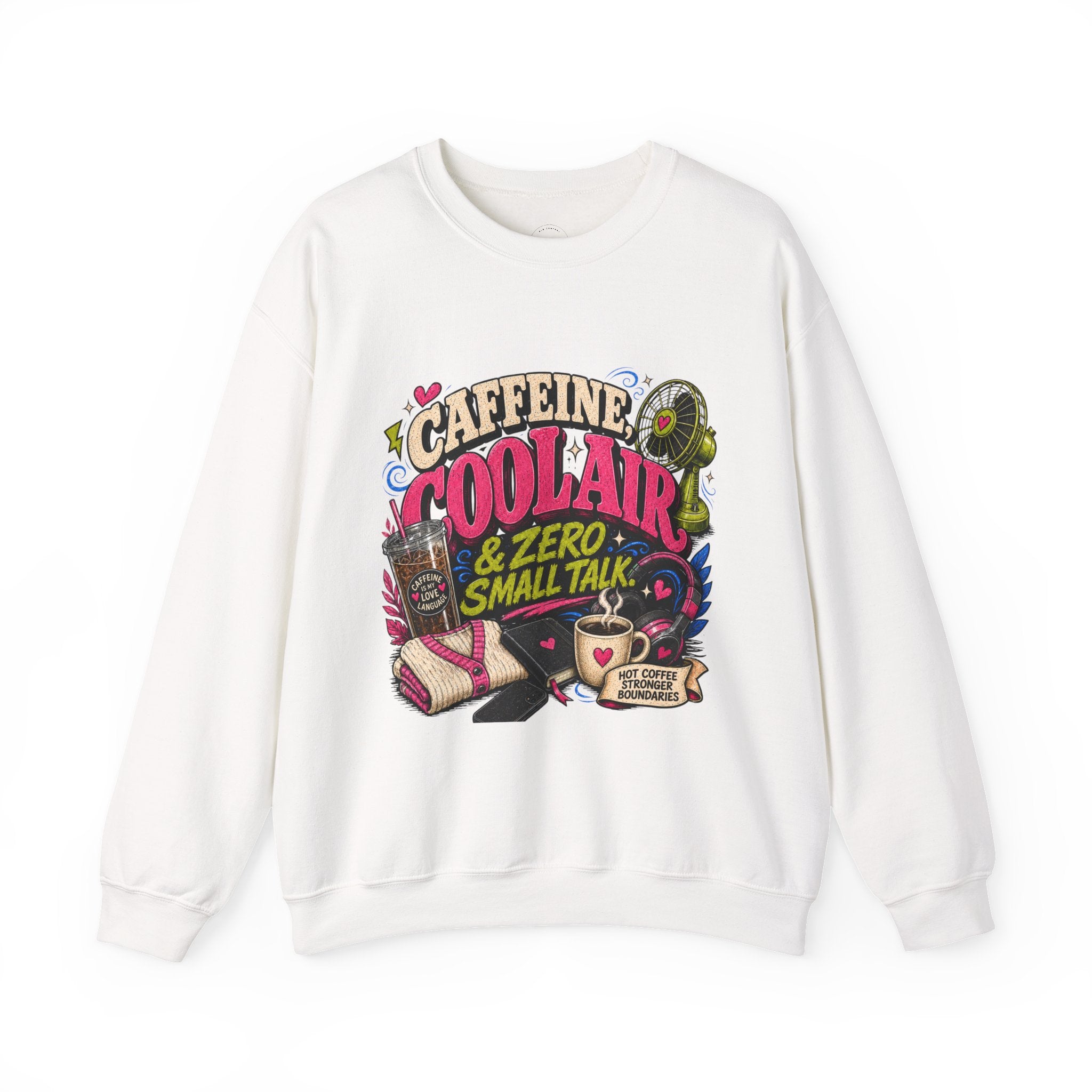Coffee Sweatshirt, Caffeine Cool Air Graphic, Introvert Fall Cozy Campus Mom Gift