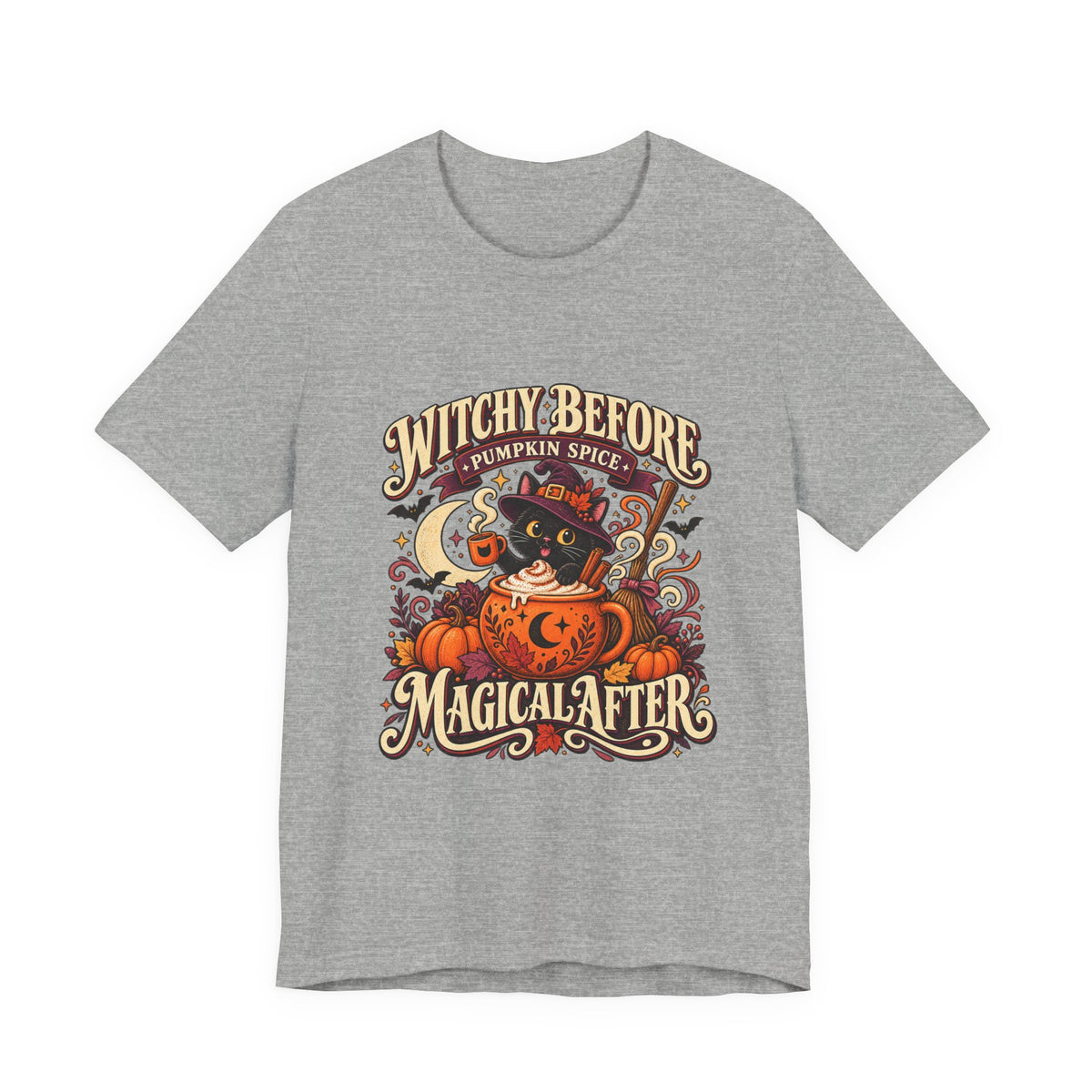 Halloween T-Shirt, Witchy Pumpkin Spice Cat Tee, Magical Fall Graphic