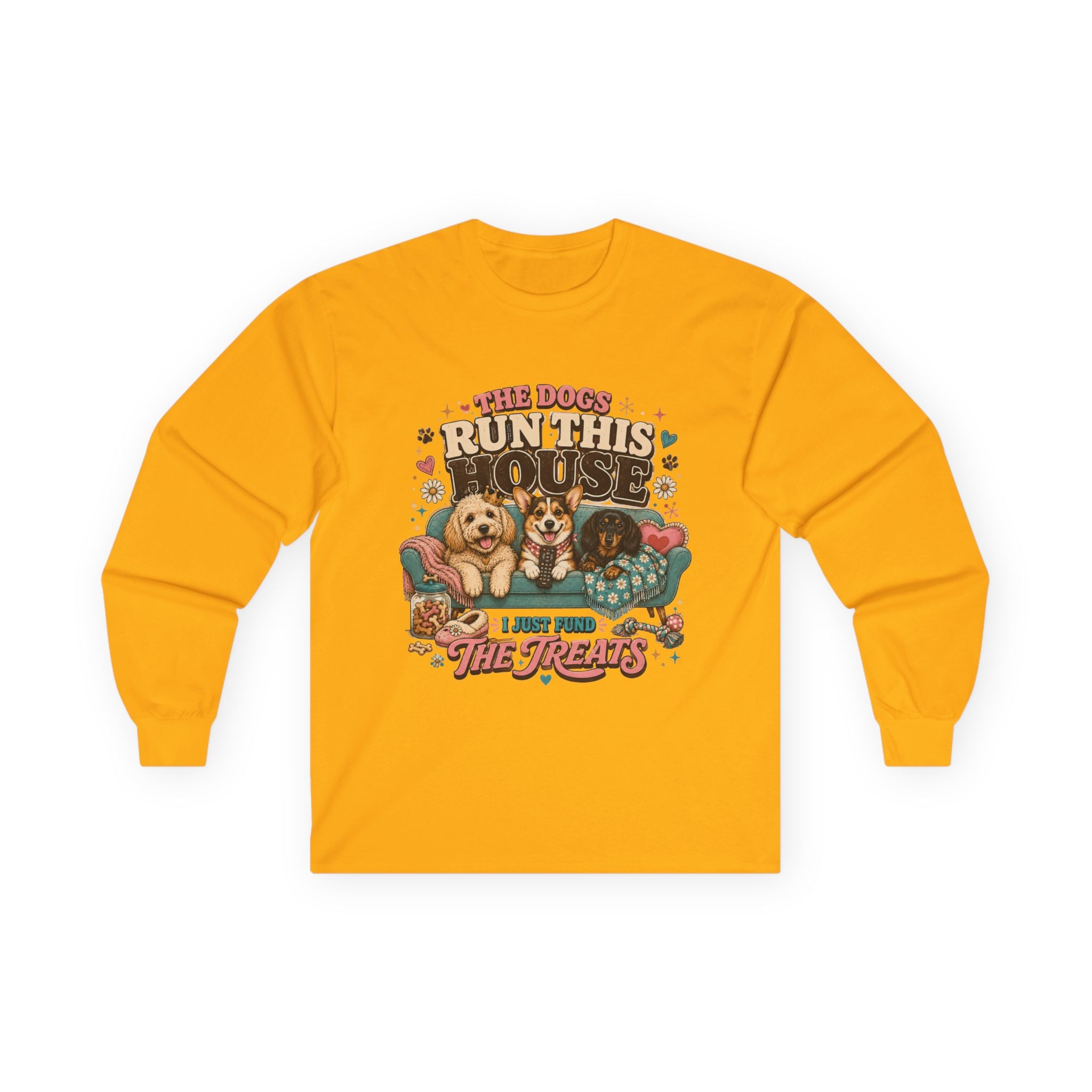 Dog Lover Shirt, Dogs Run House Treats Long Sleeve, Pet Owner Rescue Kennel Graphic