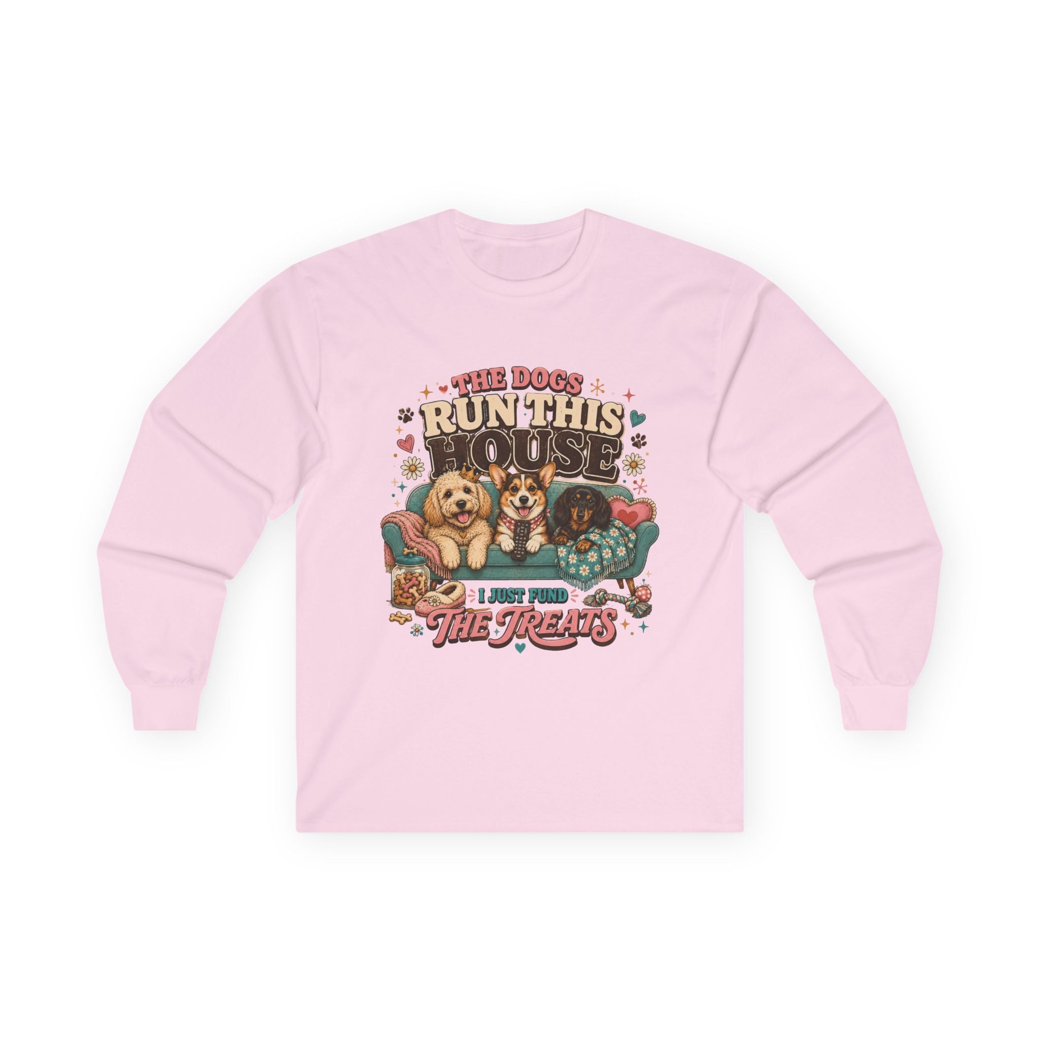 Dog Lover Shirt, Dogs Run House Treats Long Sleeve, Pet Owner Rescue Kennel Graphic