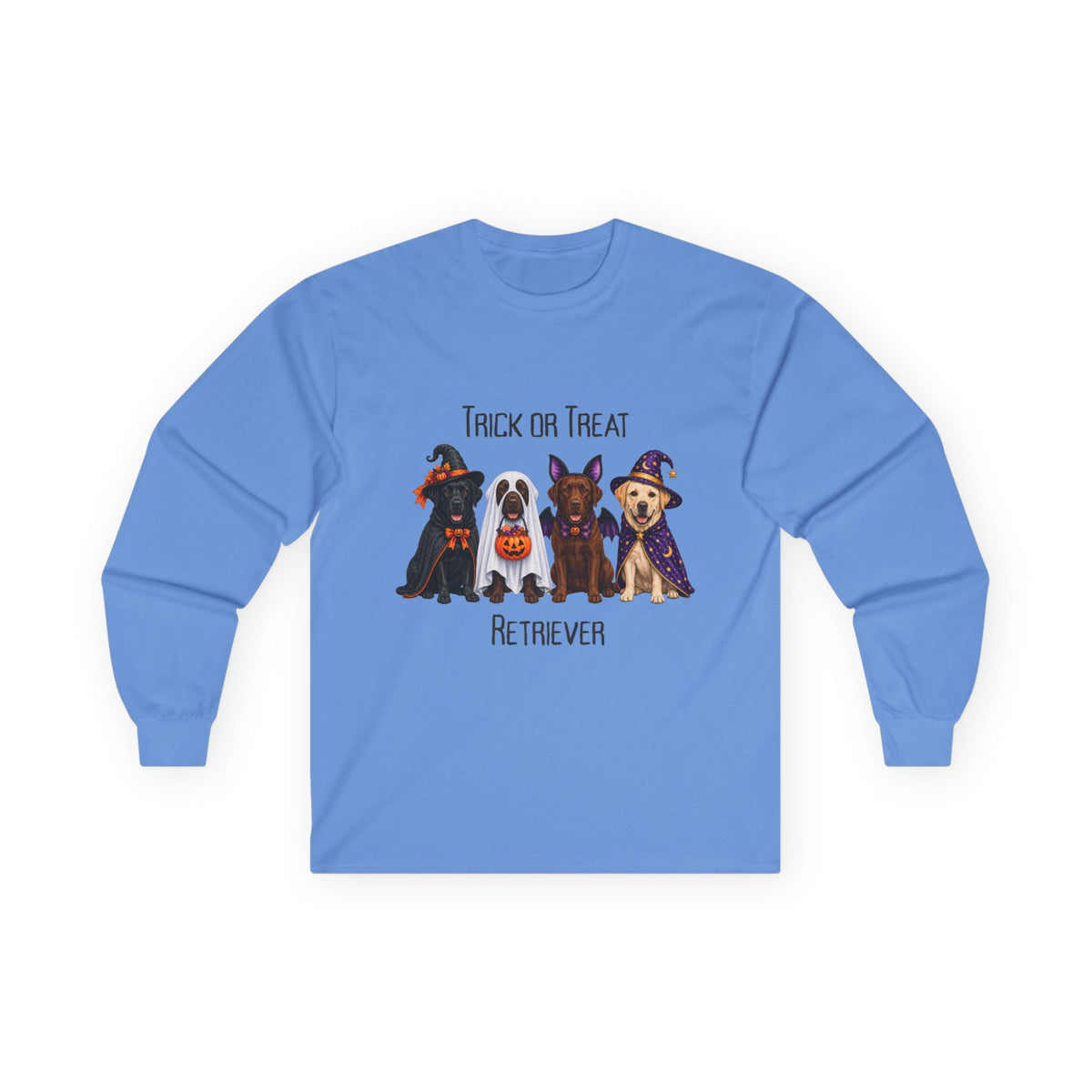 Retriever Halloween Shirt, Trick Treat Labrador Long Sleeve, Dog Lover Vet Rescue Graphic
