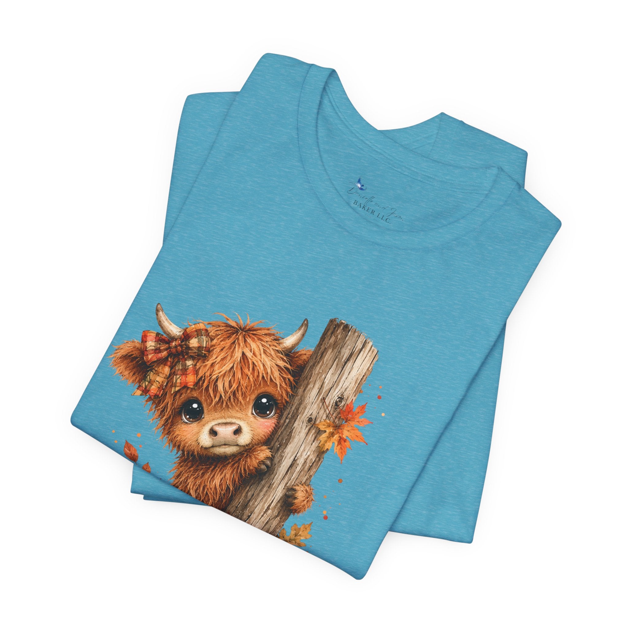 Fall Woodland Baby Highland Cow Animal T-Shirt