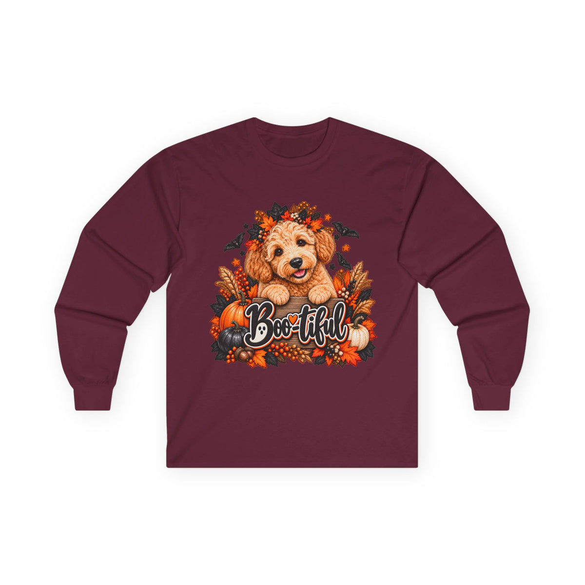 Halloween Doodle Long Sleeve Shirt, Boo-tiful Goldendoodle Fall Dog Lover Gift