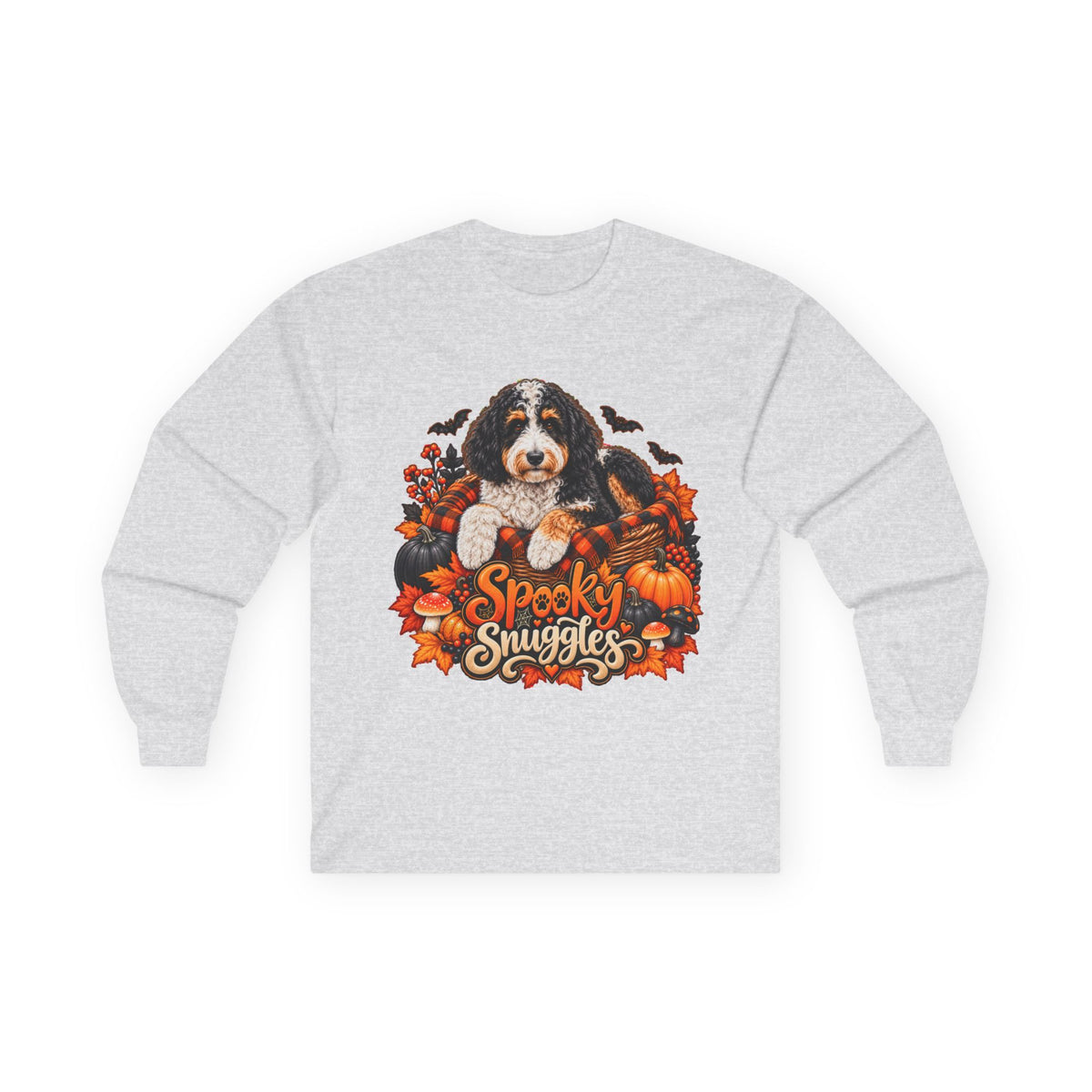 Halloween Dog Long Sleeve Shirt, Spooky Snuggles Doodle Fall Pet Lover Gift