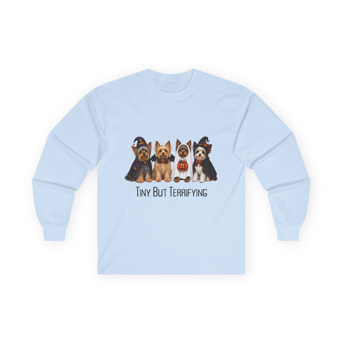 Yorkie Halloween Long Sleeve Shirt, Tiny But Terrifying Terrier Fall Dog Lover Gift