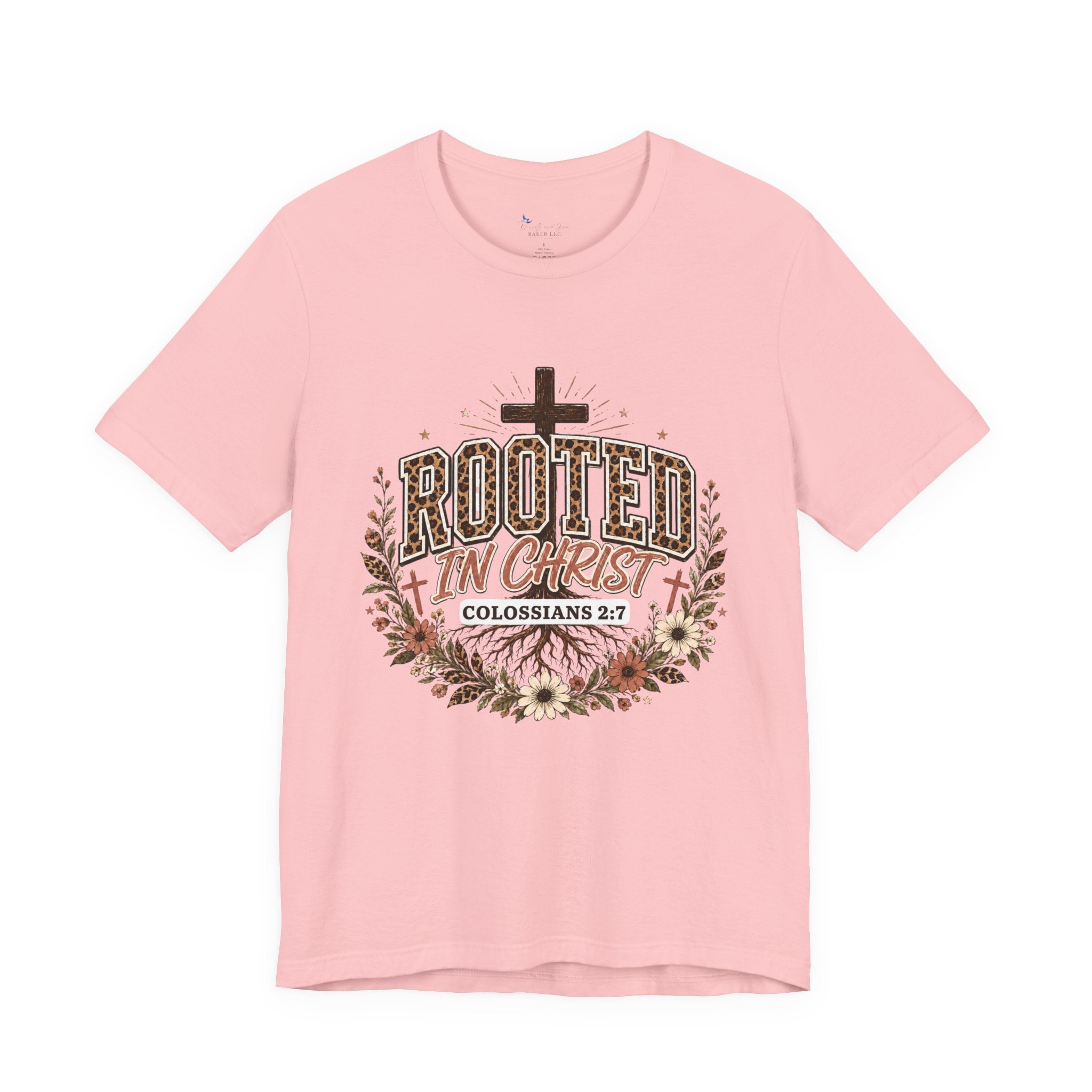 Rooted In Christ Tee, Christian Shirt, Faith Colossians Floral Graphic