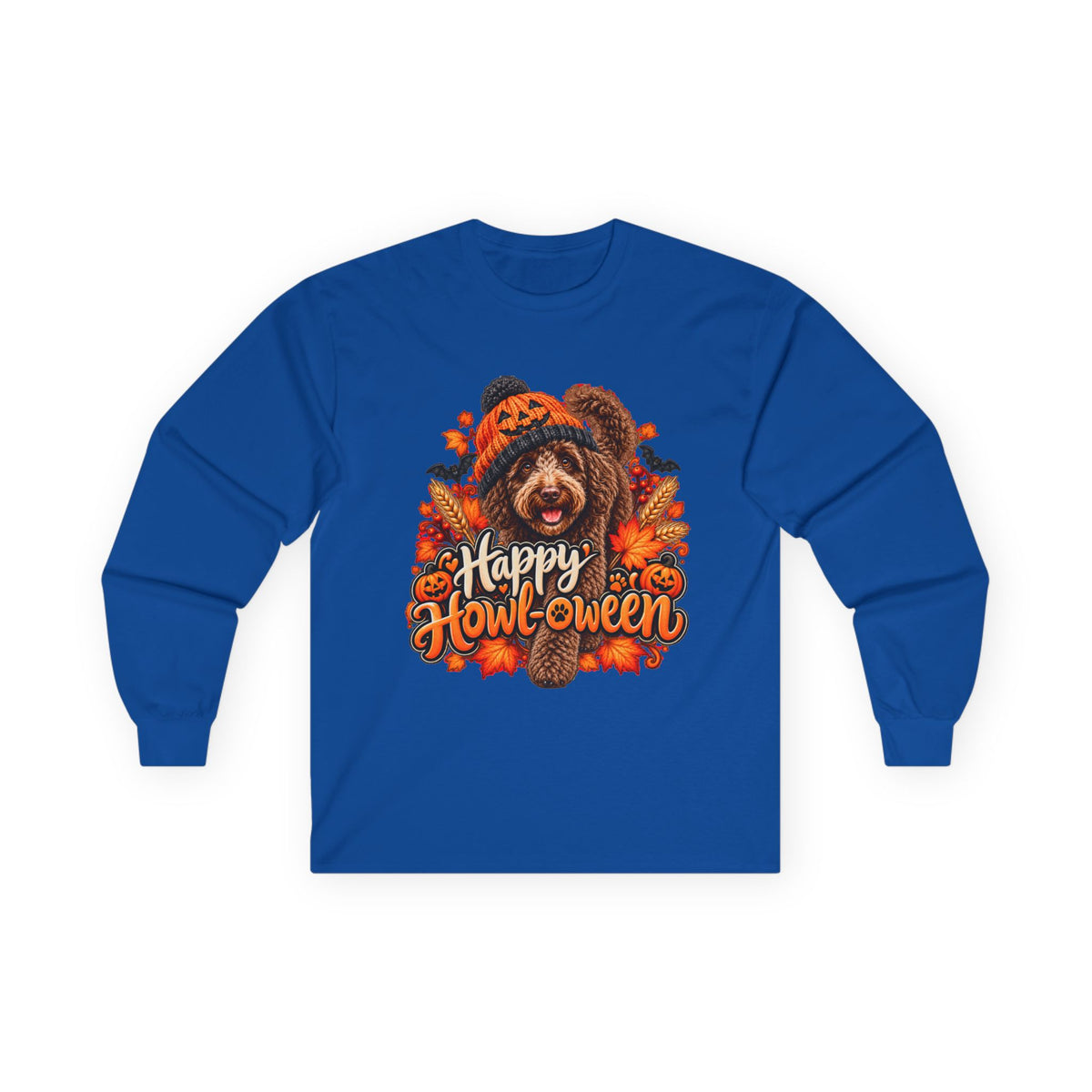 Halloween Dog Long Sleeve Shirt, Happy Howl-oween Doodle, Vet Rescue Gift