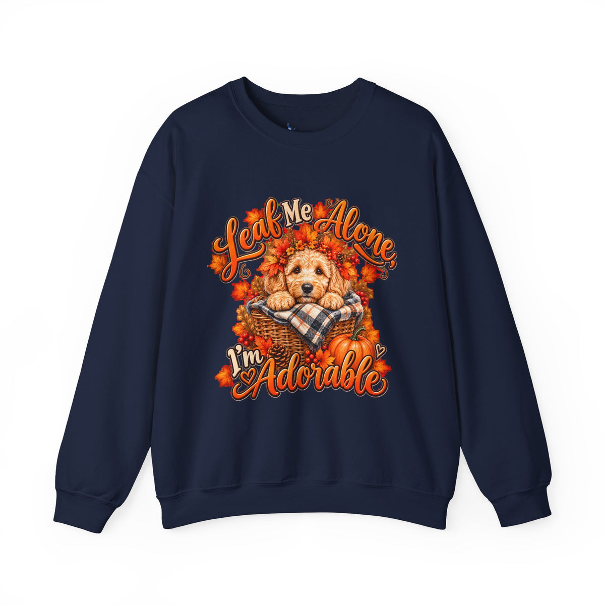 Dog Lover Fall Sweatshirt, Leaf Me Alone Adorable, Doodle Pet Parent Graphic