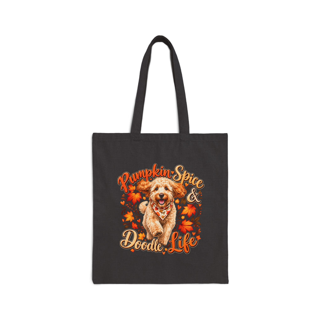 Doodle Tote Bag, Pumpkin Spice Dog Lover Fall Canvas Shopper Gift