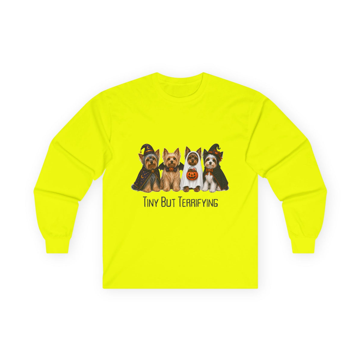 Yorkie Halloween Long Sleeve Shirt, Tiny But Terrifying Terrier Fall Dog Lover Gift
