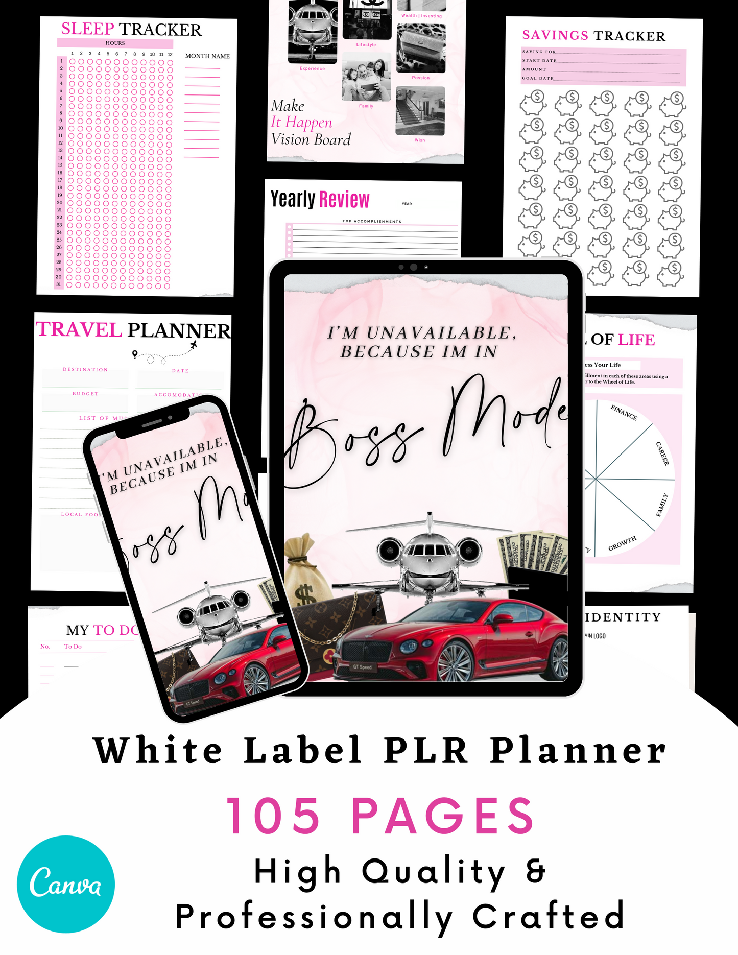 PLR - RESELL - 3 NEW Lady Boss Bundle Planner, Digital Planner, 2023, 24 & 25 Digital Planner, iPad, 200+ pages!  Worth every penny!